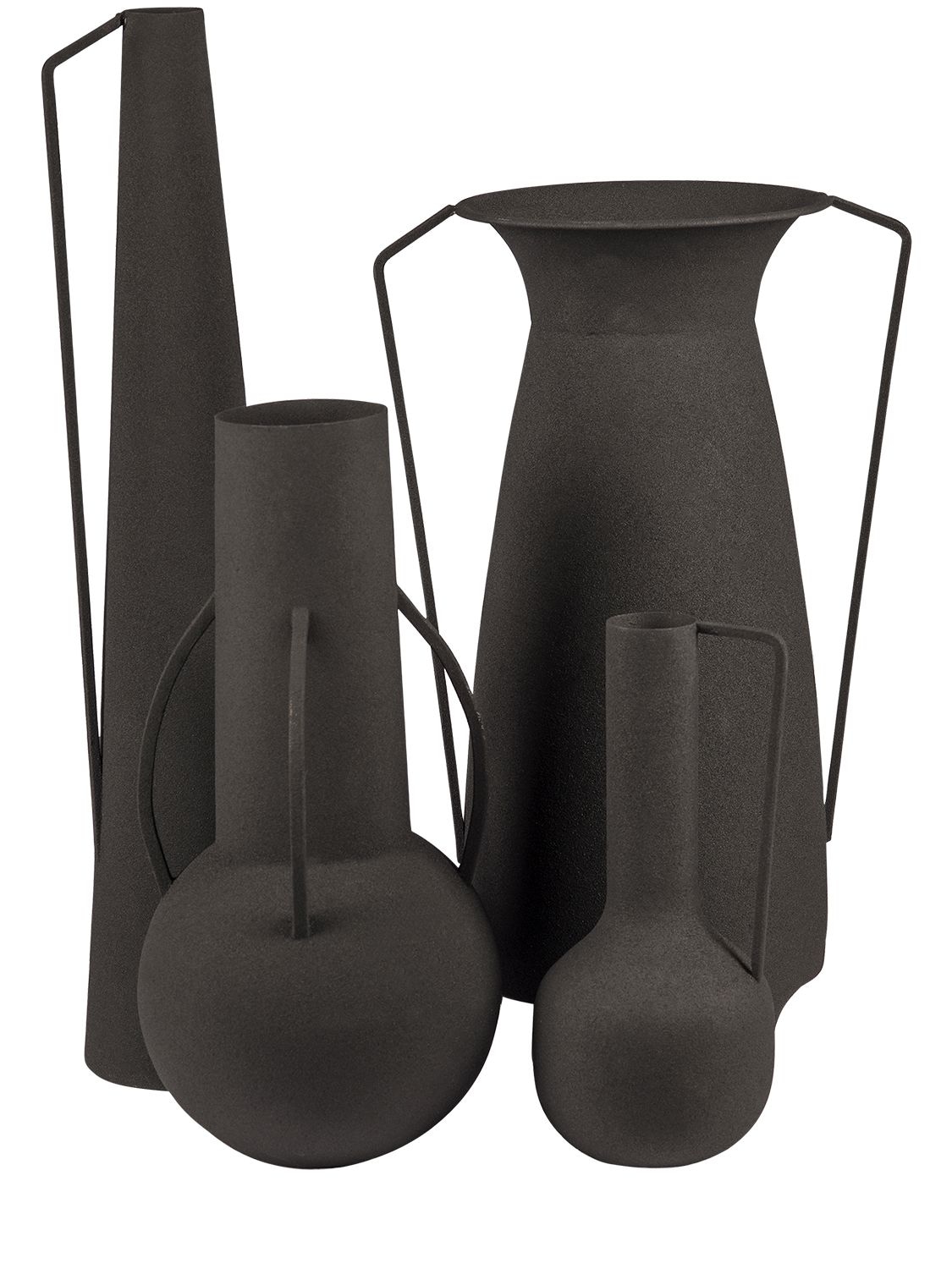Set Of 4 Roman Black Vases