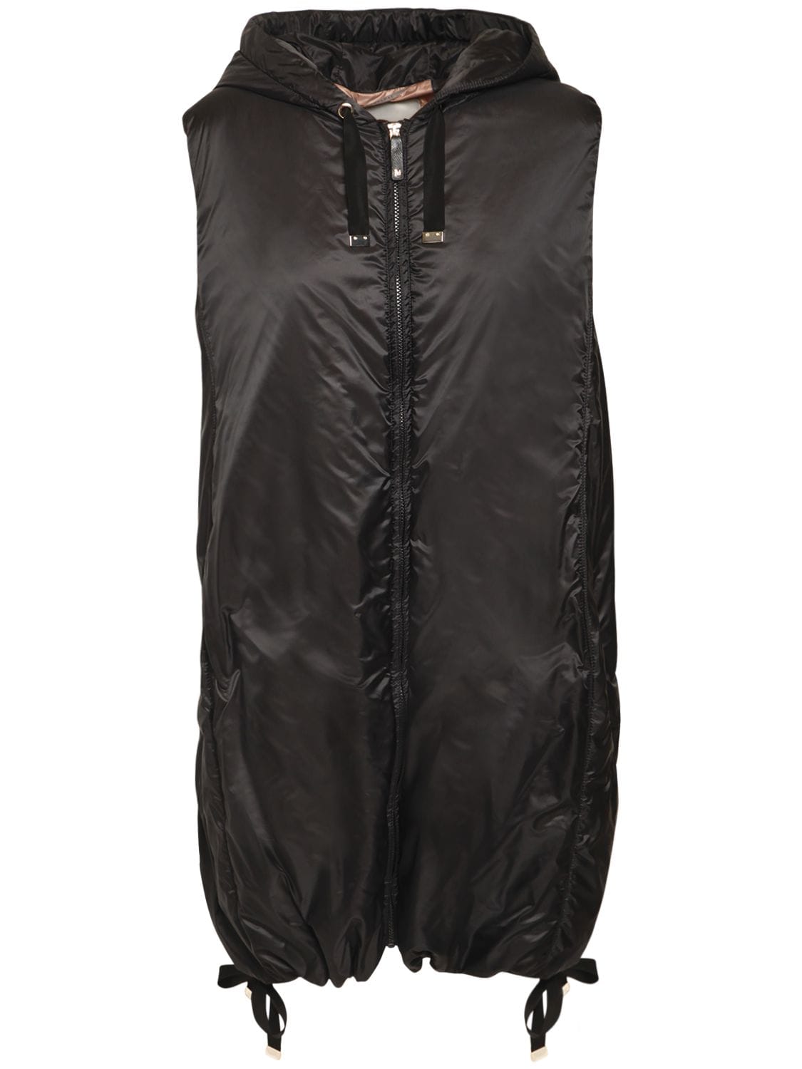 Max Mara Waterproof Quilted Nylon Waistcoat Jacket In Black