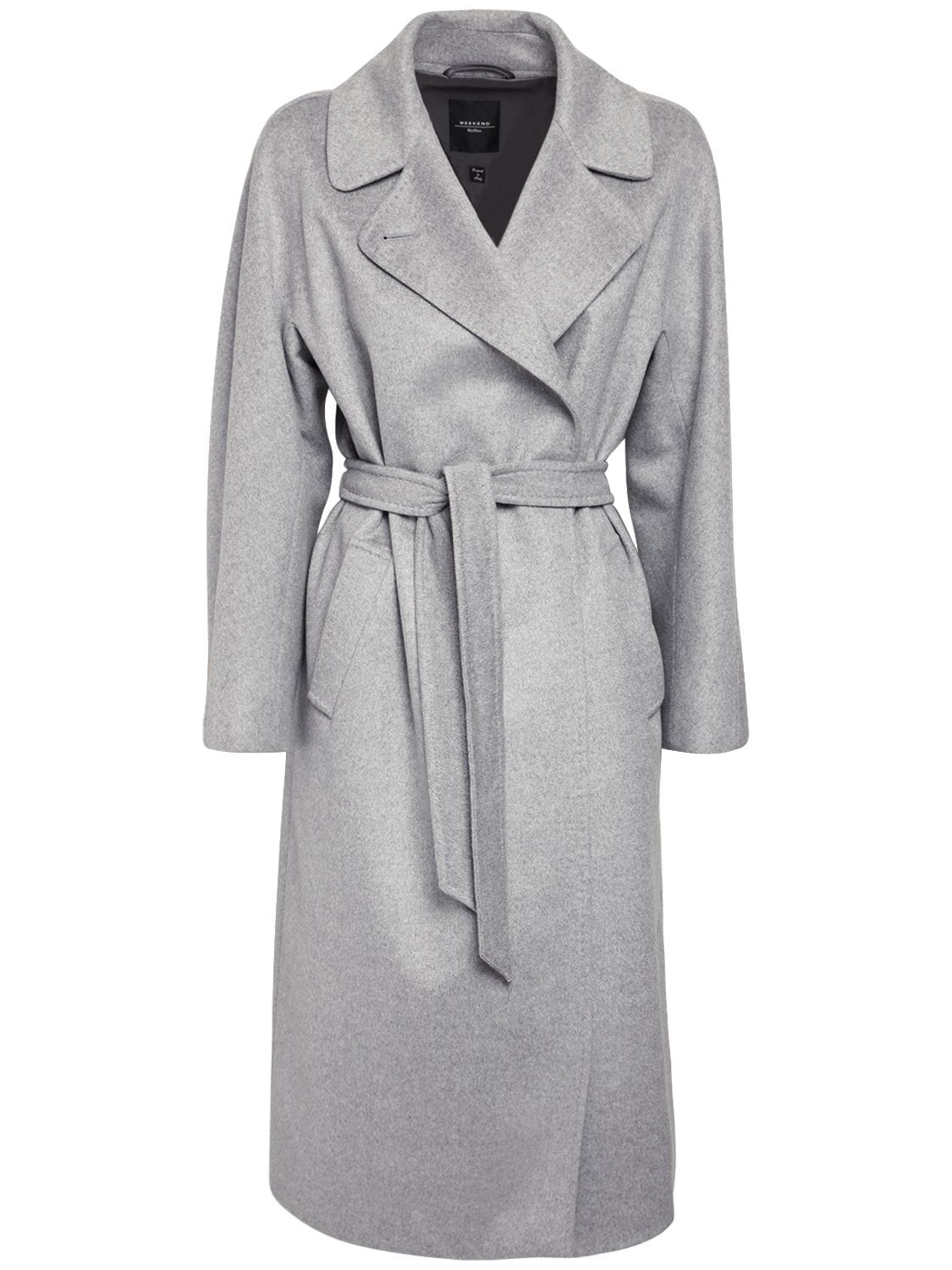 Max Mara Wool Double Breasted Long Coat In Grey | ModeSens
