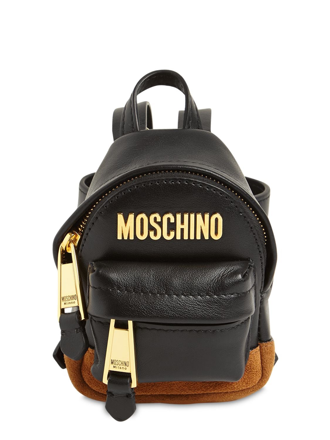 Moschino Micro Logo Leather Backpack In Black
