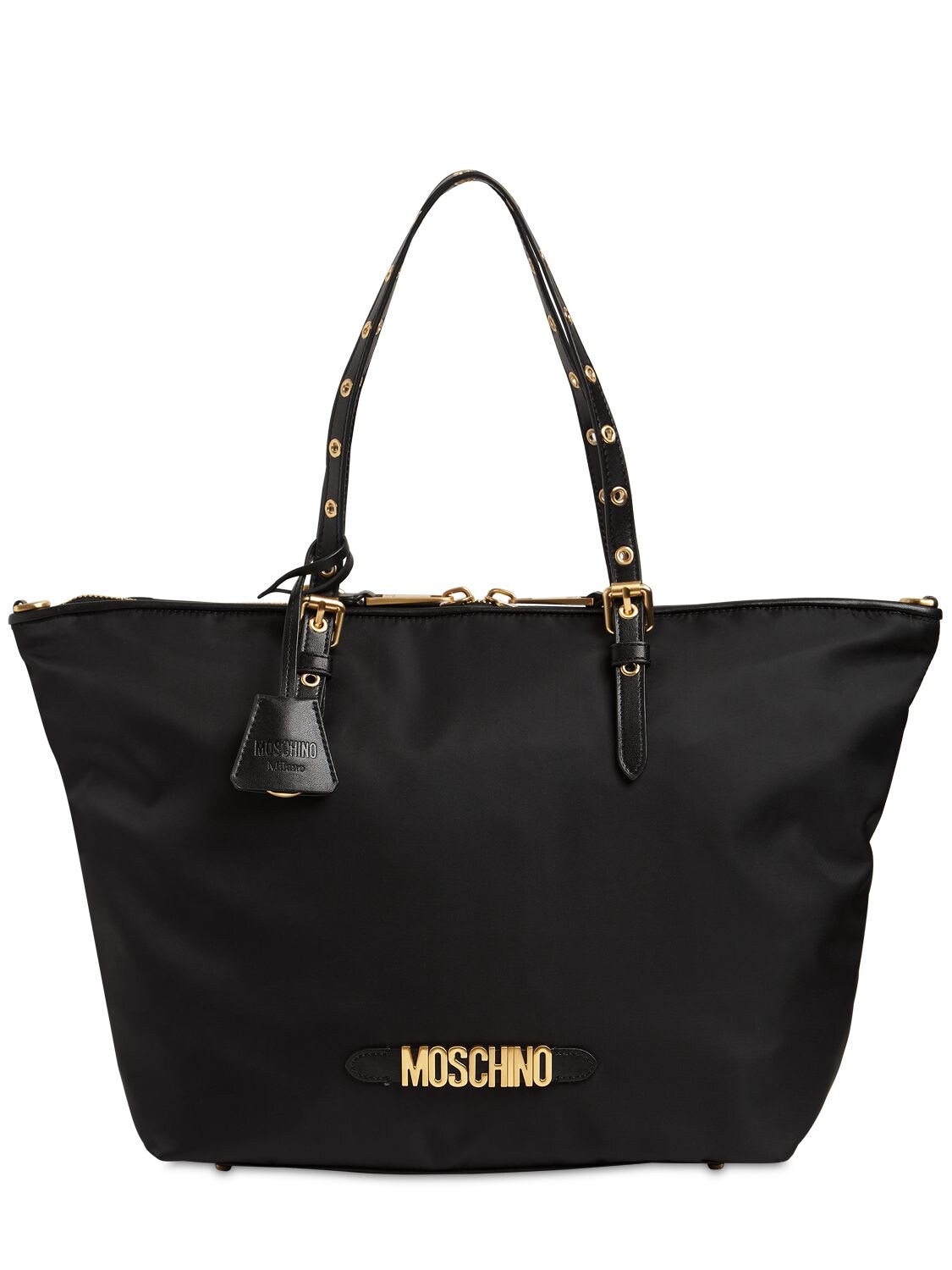 Moschino Logo Nylon Tote Bag In Black