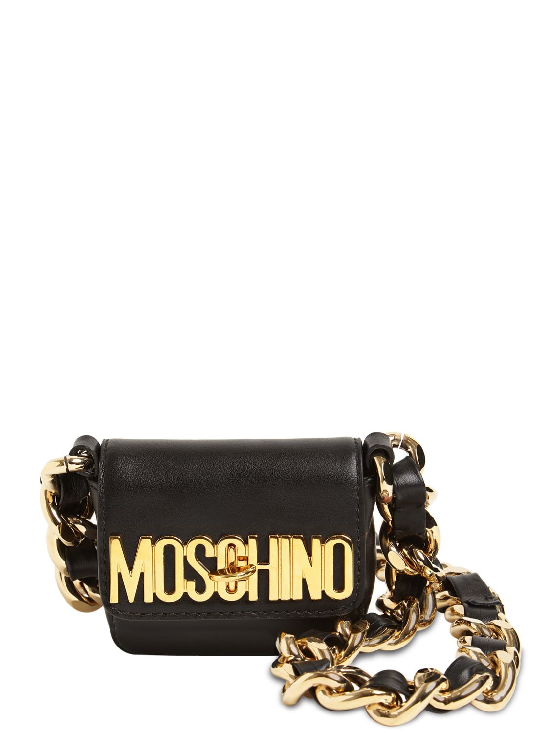 Moschino Mini Leather Crossbody Bag In Black | ModeSens