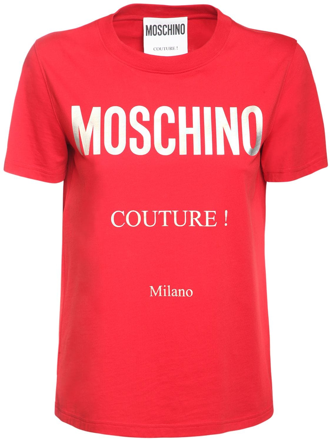 MOSCHINO COUTURE LOGO COTTON JERSEY SLIM T-SHIRT,72IL0O037-MTEXNQ2