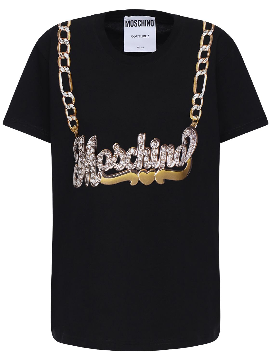 MOSCHINO LOGO CHAIN PRINT T-SHIRT,72IL0O062-MTU1NQ2