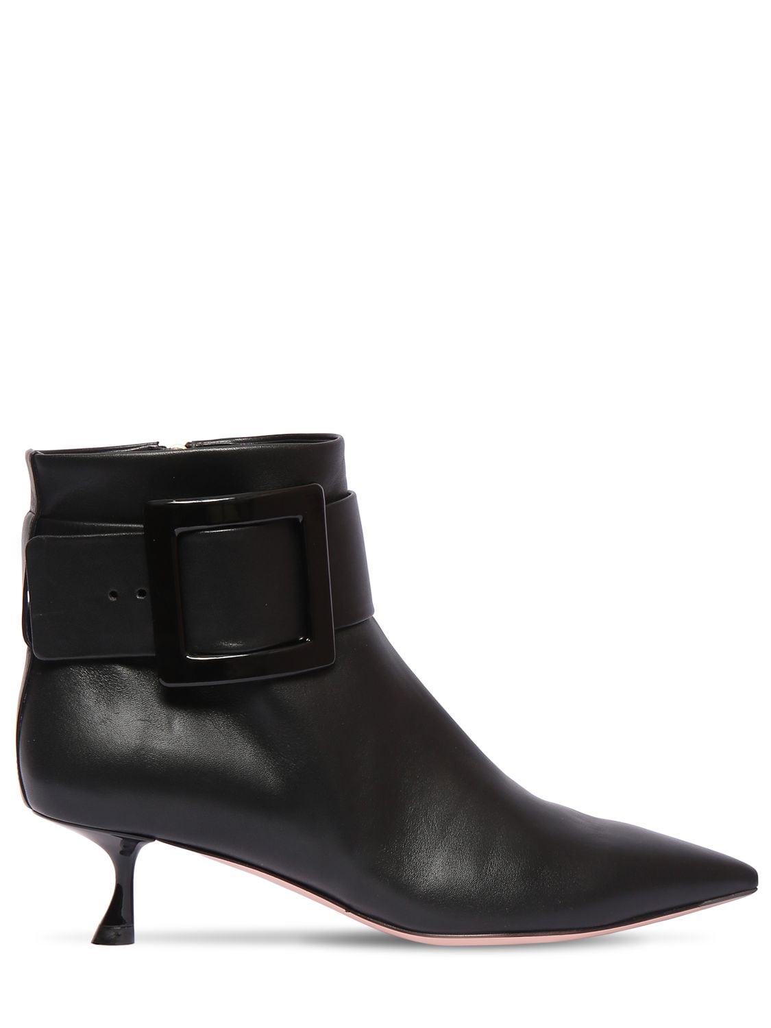 Roger Vivier 45mm Leather Ankle Boots In Black