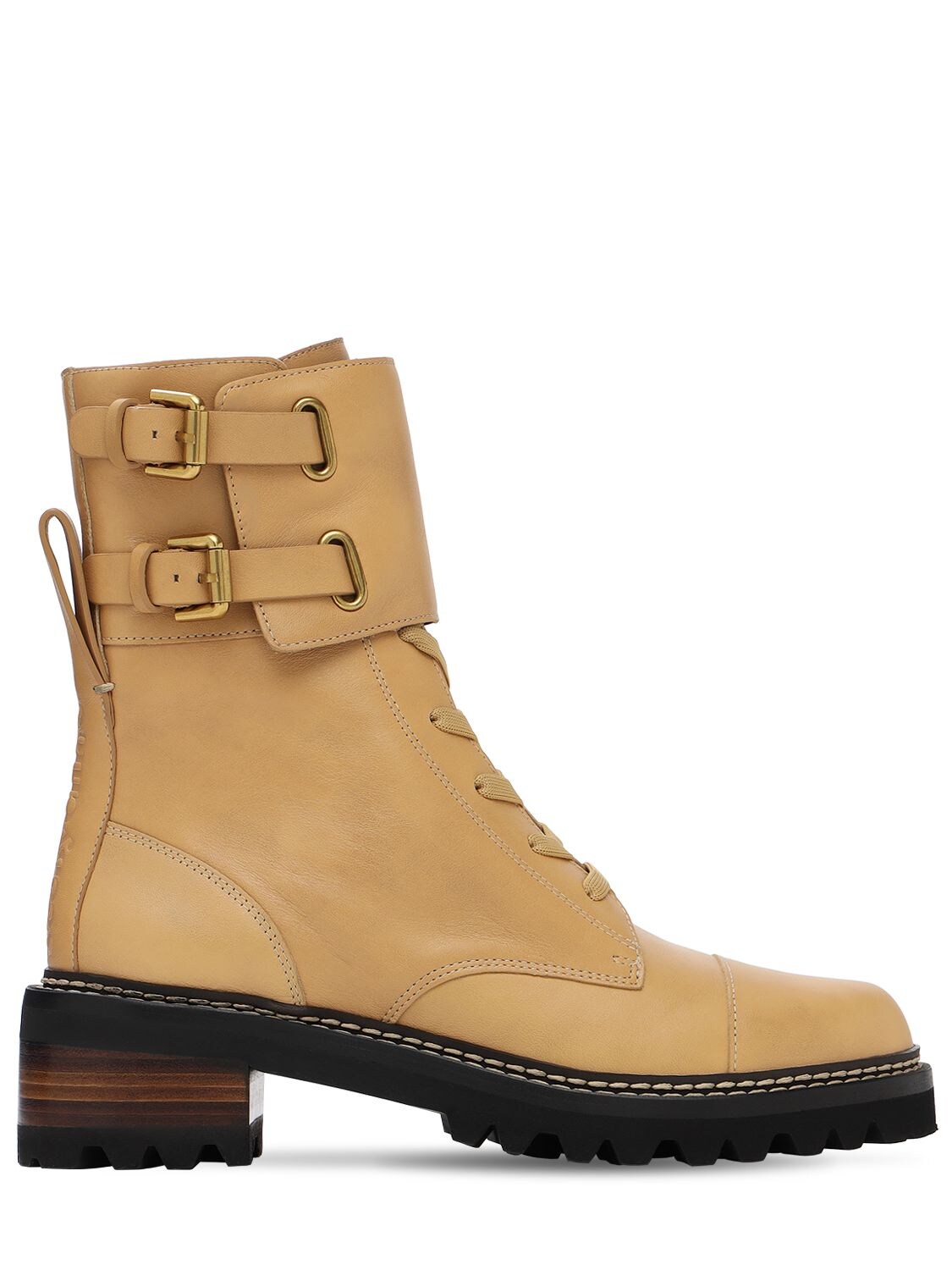 See By Chloé Stiefeletten Mallory Kalbsleder Logo Beige In Beige