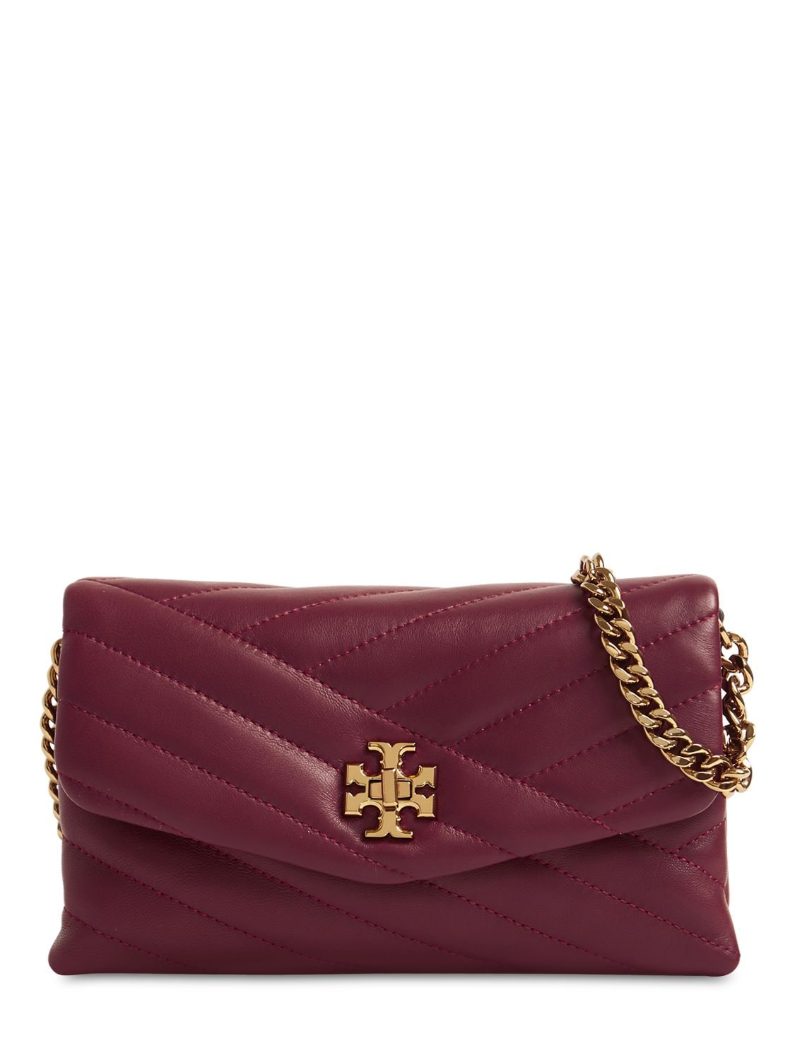 Tory Burch Kira Quilted Leather Chain Wallet Bag In Bordeaux