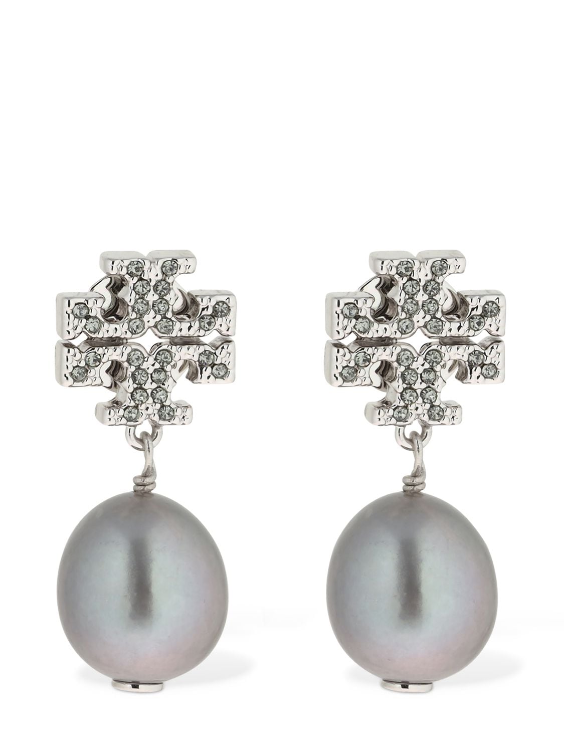 Tory Burch Kira Pavé Pearl Drop Earrings In Silver | ModeSens