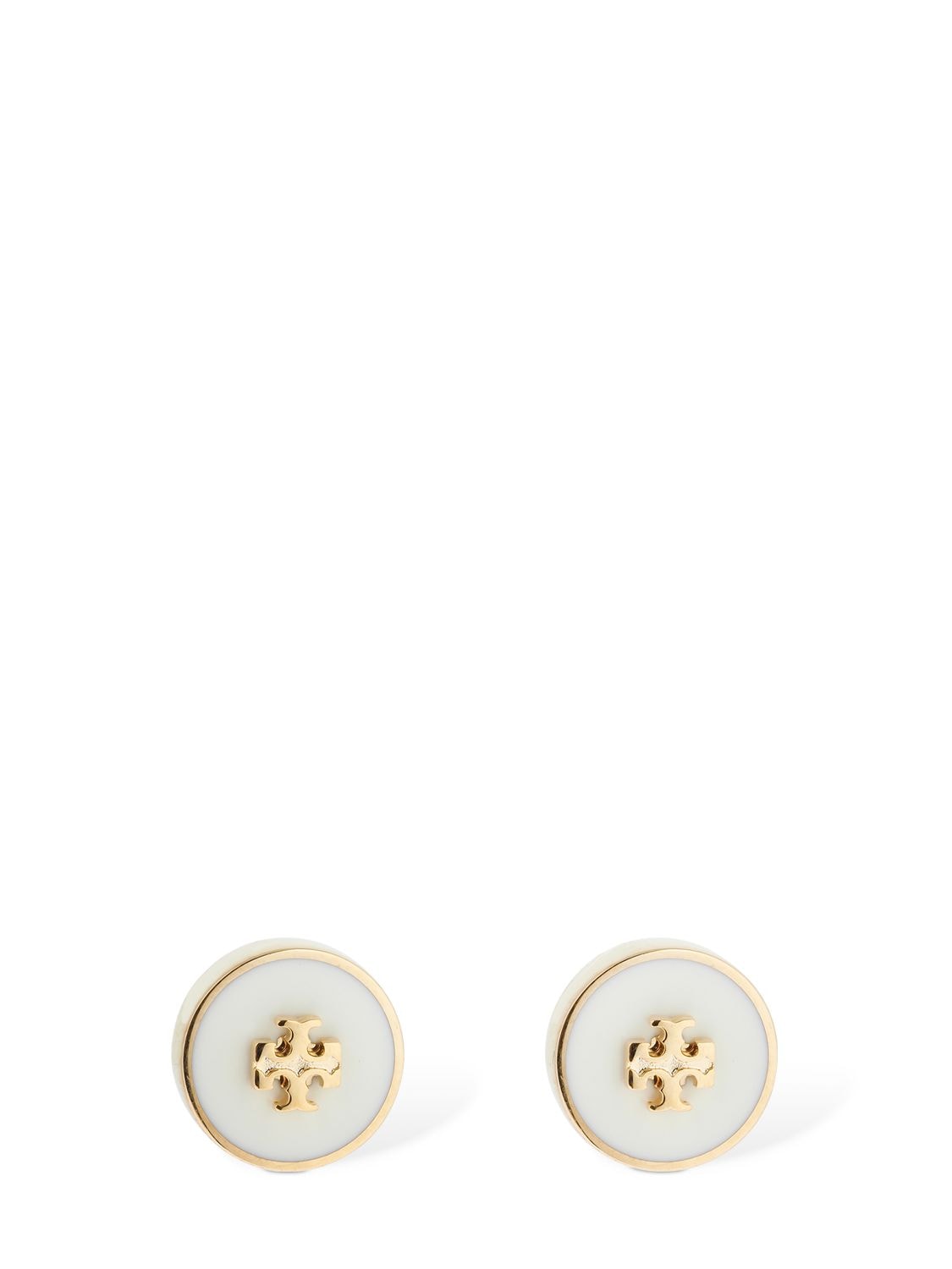 Tory Burch Kira Enamel Stud Earrings In White