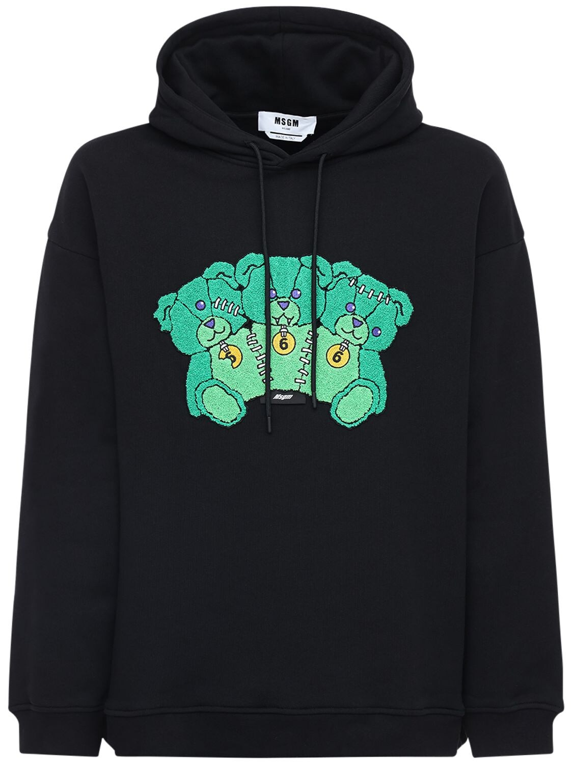 MSGM BEARS PATCH COTTON JERSEY HOODIE,72IL6T012-OTK1