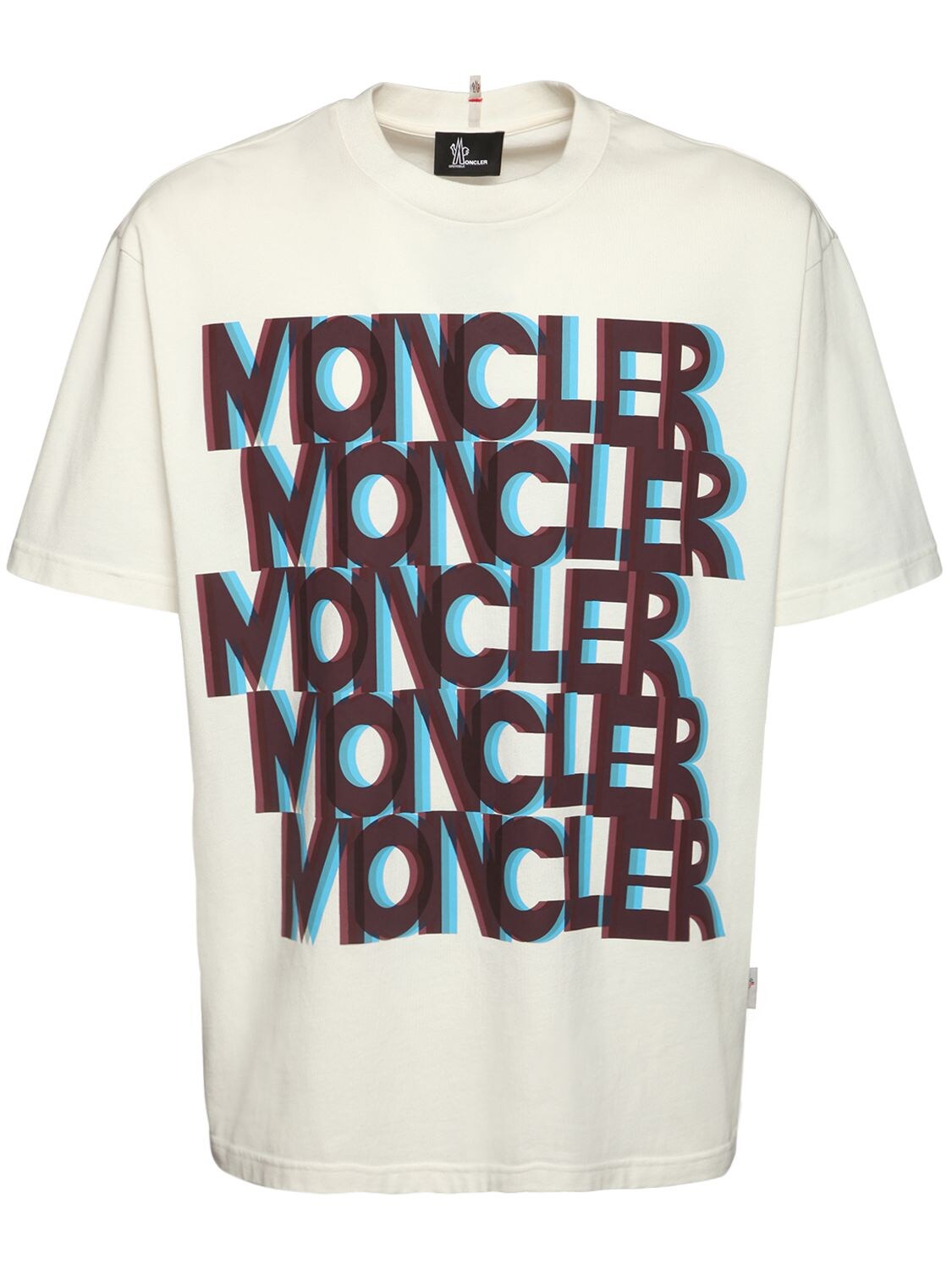 MONCLER ALL OVER LOGO COTTON JERSEY T-SHIRT,72IL72028-MDM00