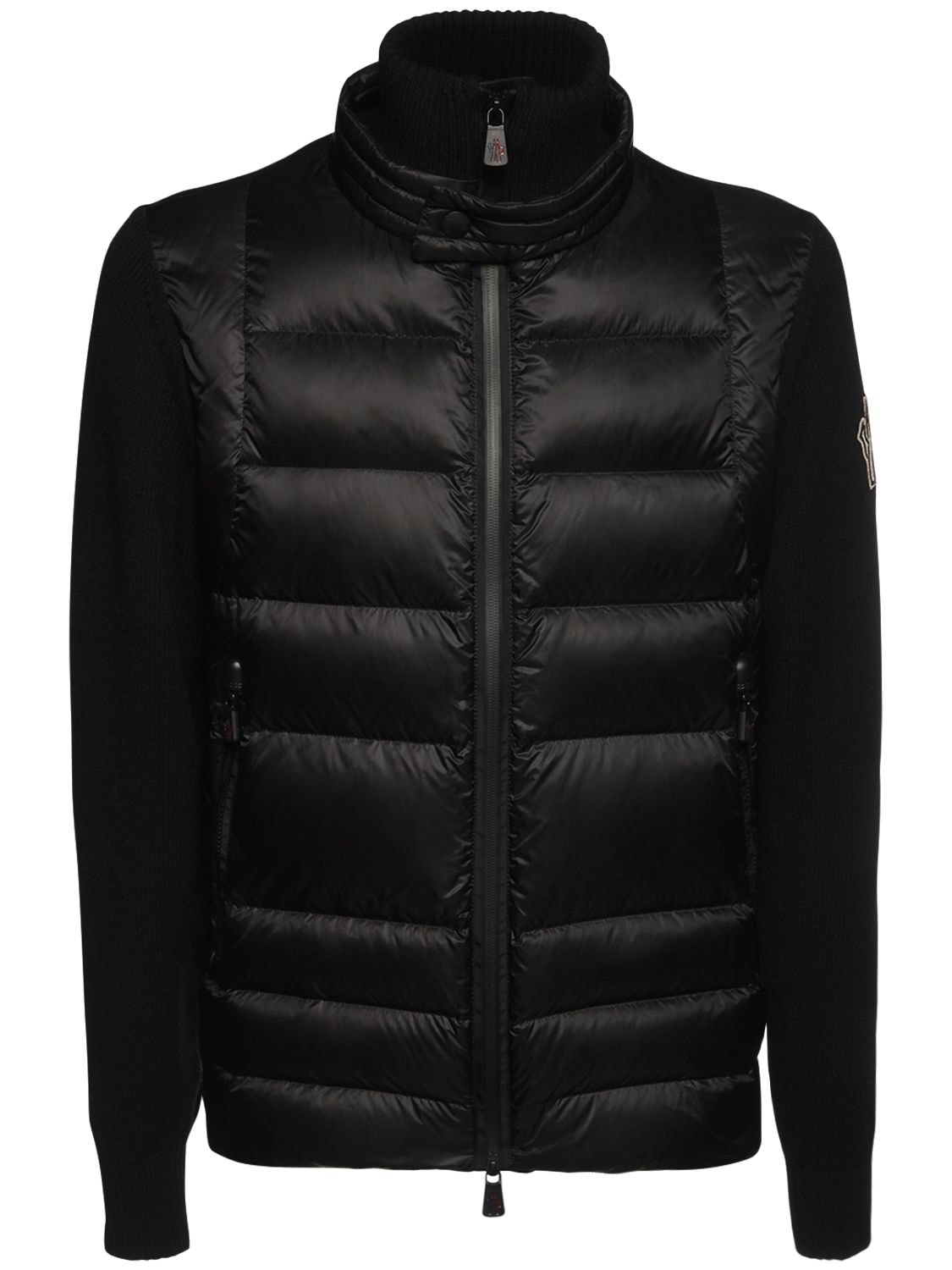 Moncler Grenoble Merino Wool Tricot & Nylon Down Jacket In Black | ModeSens
