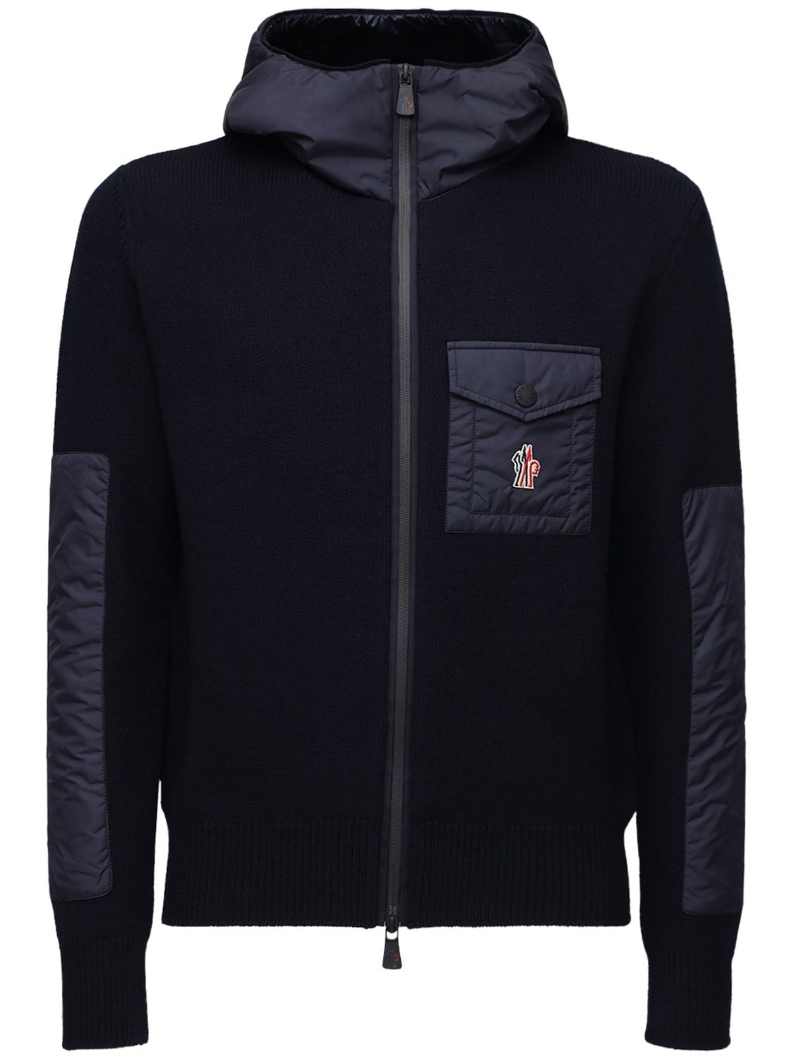 Moncler Grenoble Panelled Merino Wool-blend Hooded Jacket In Blue ...