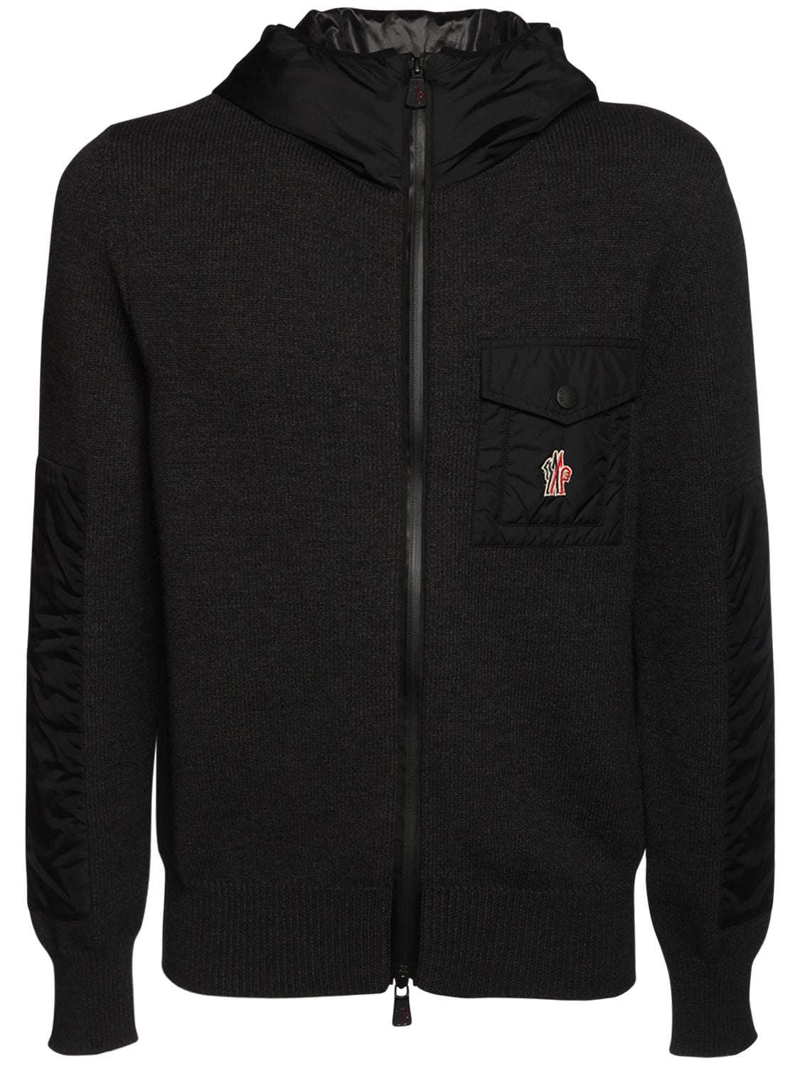 Moncler Wool Tricot Knit Sweater In Black
