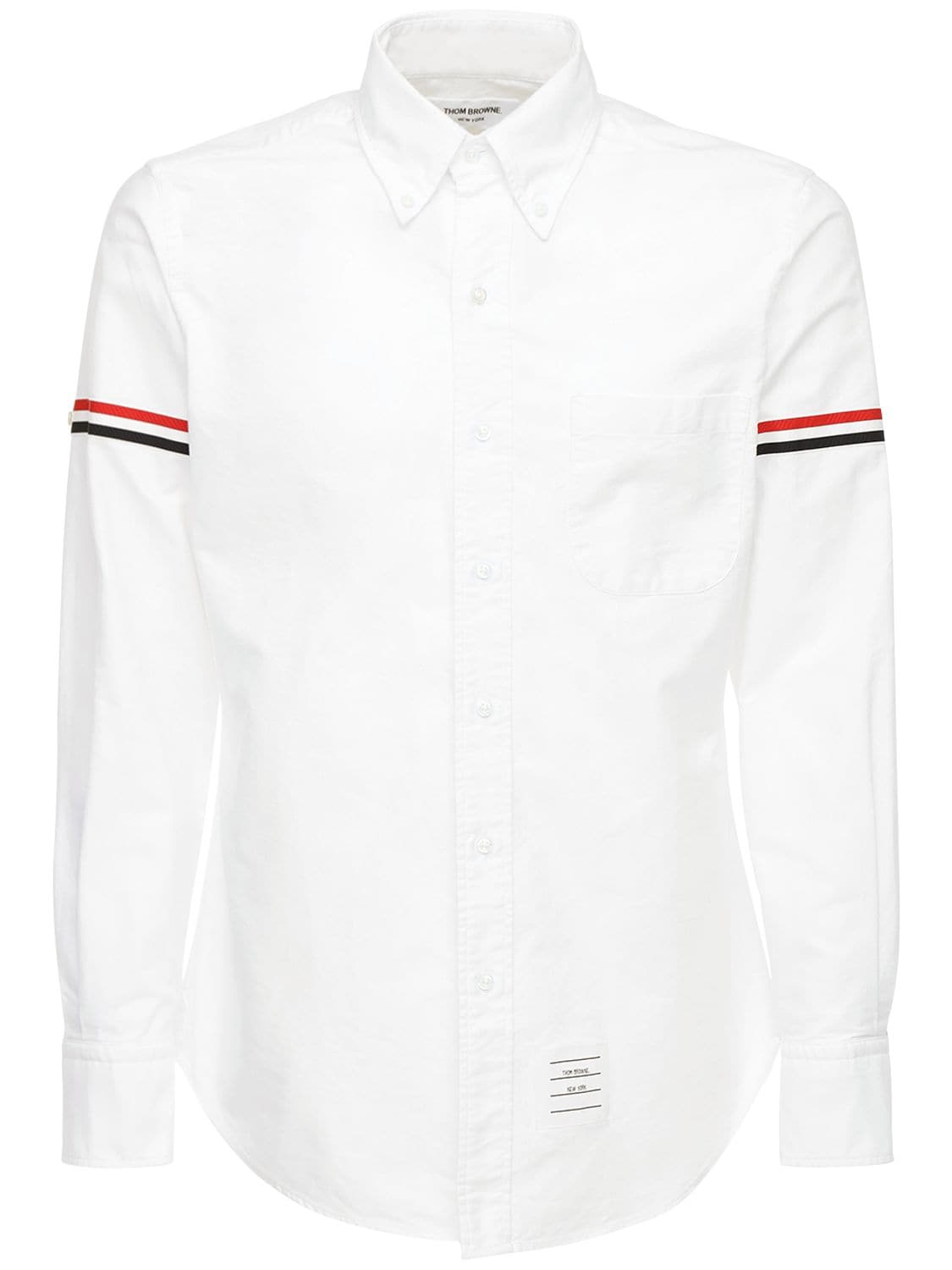 Thom Browne - Striped arm band cotton oxford shirt - White | Luisaviaroma