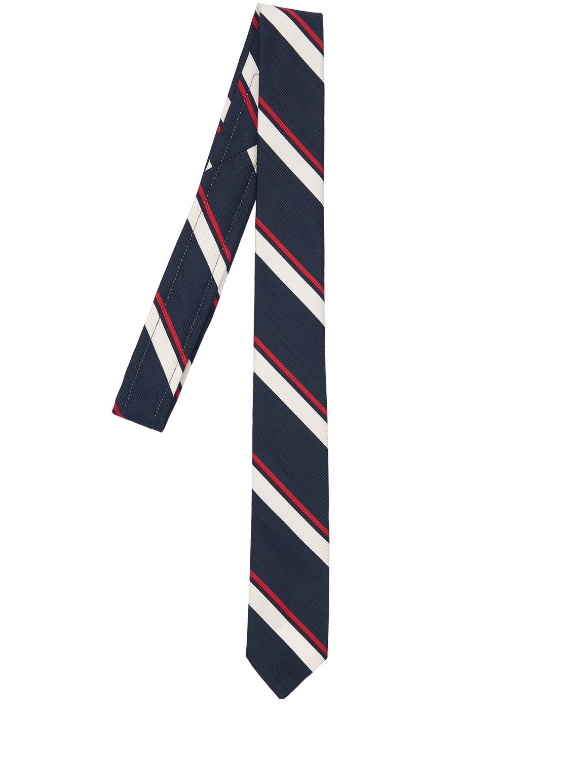 THOM BROWNE 5厘米提花条纹真丝&棉领带,72ILAA002-OTYW0