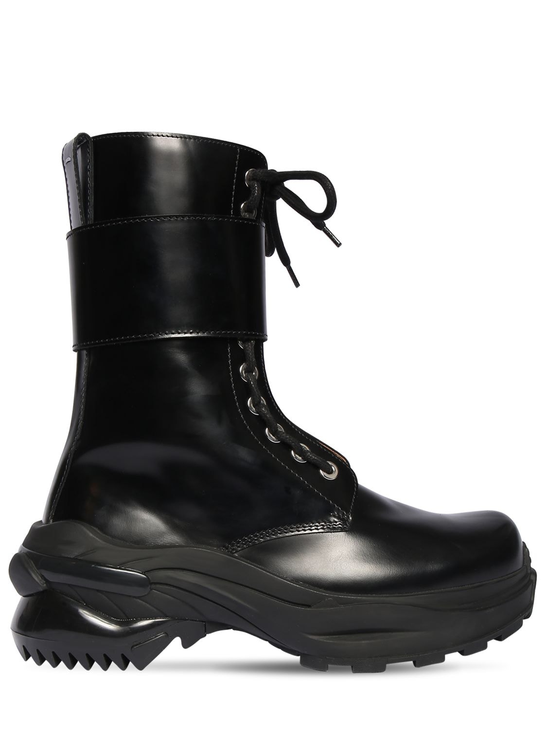 Maison Margiela 50mm Brushed Leather Combat Boots In Black | ModeSens