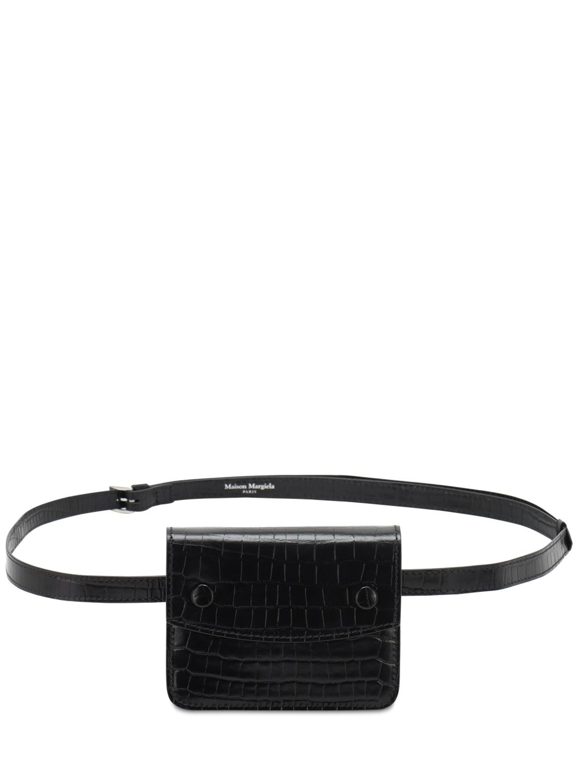 Maison Margiela Croc Embossed Leather Belt Bag In Black