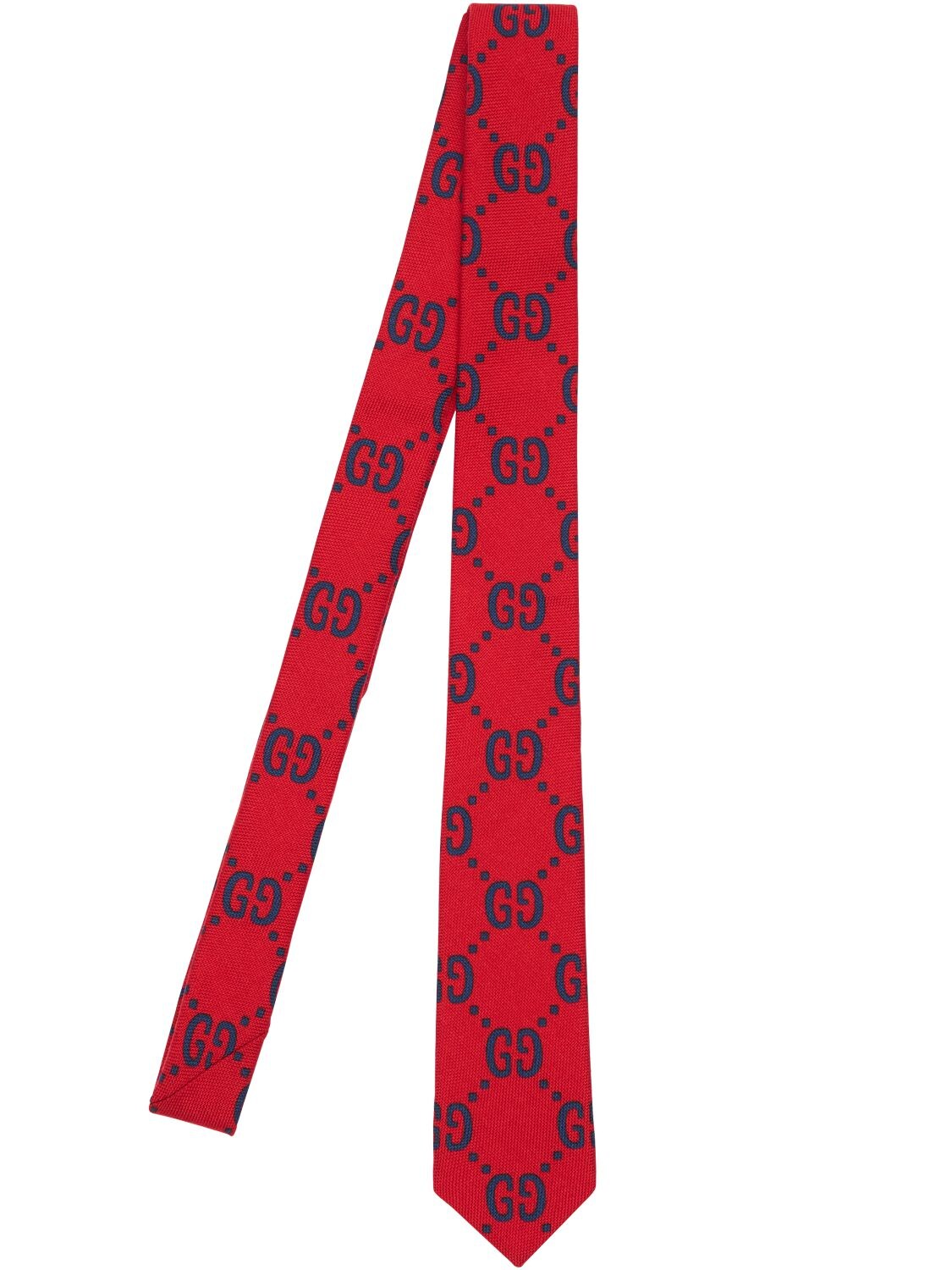 Gucci Babies' Logo印花羊毛&真丝领带 In Navy,red