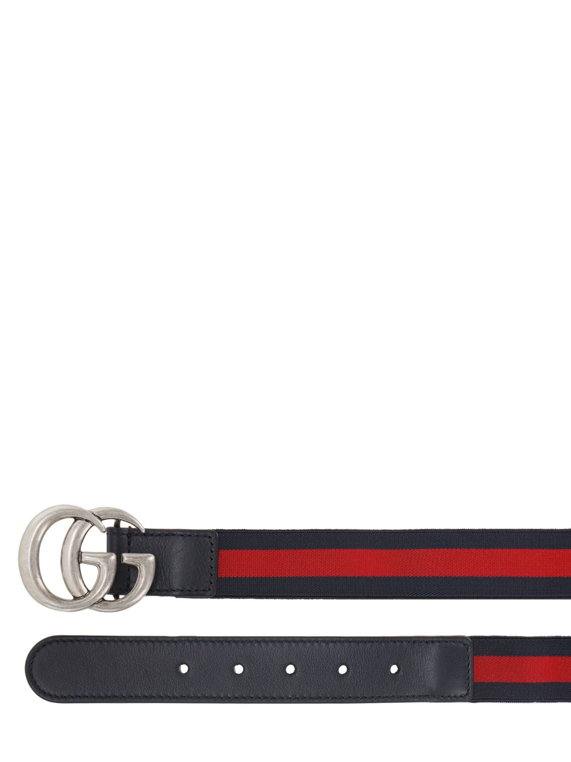 Shop Gucci Elastic Belt W/ Web Details In Navy