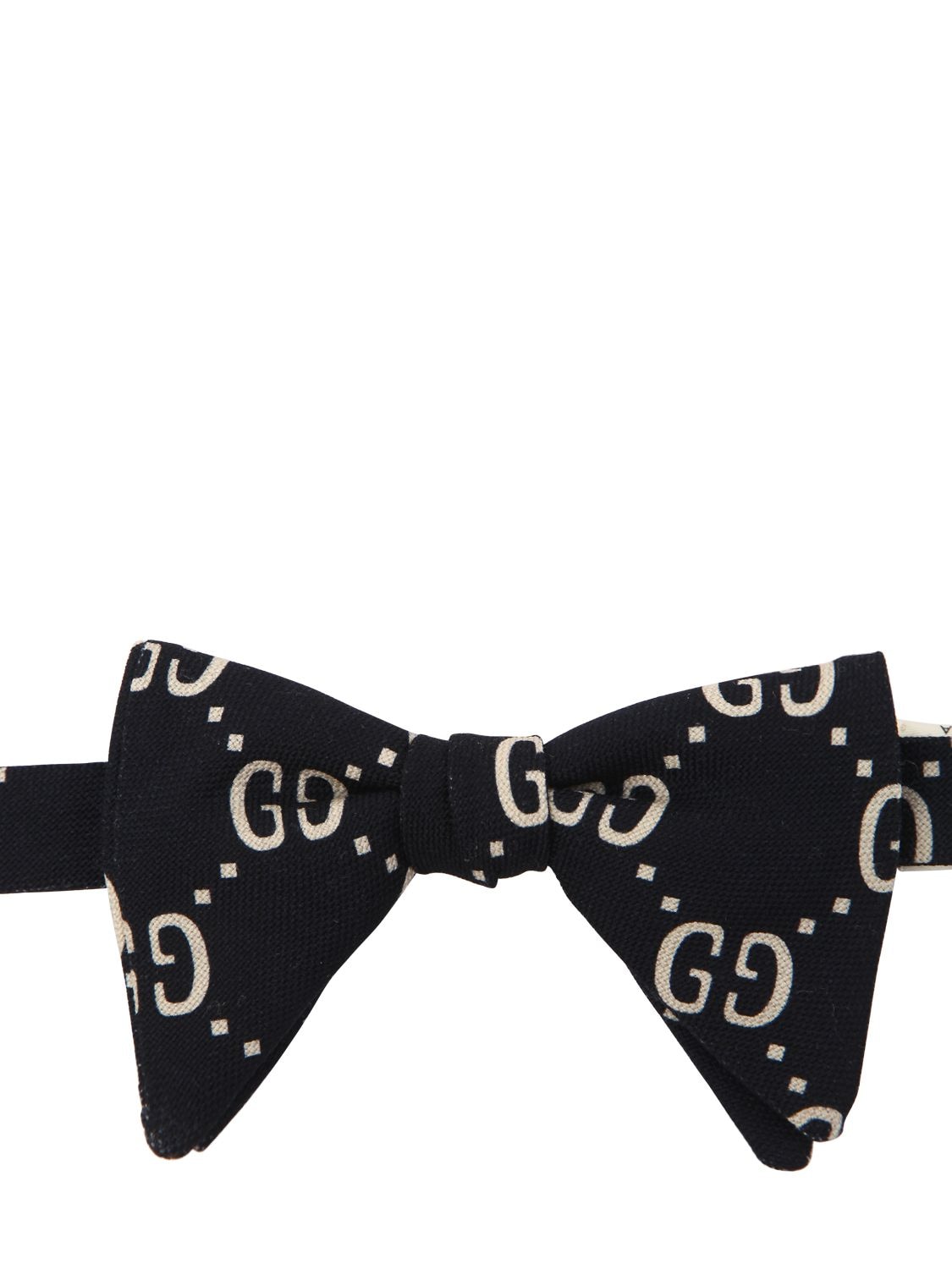 Gucci Kids' Gg Jacquard Wool And Silk Bow Tie In Navy,white | ModeSens
