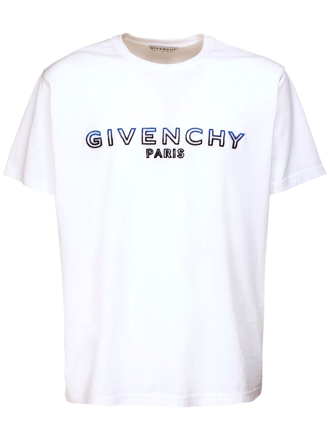 Givenchy Embroidered Logo Regular-fit T-shirt In White/blue | ModeSens