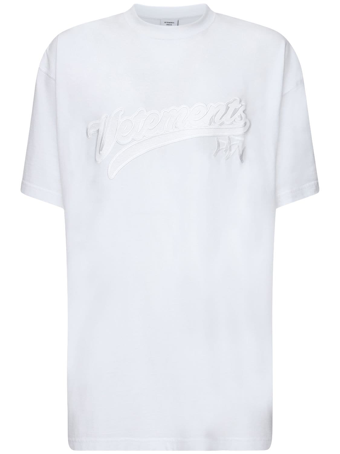 Vetements Hip-hop Logo刺绣棉质t恤 In White