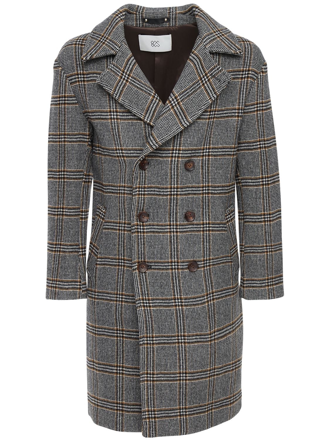 825 Double Breast Wool & Cashmere Long Coat In Multicolor