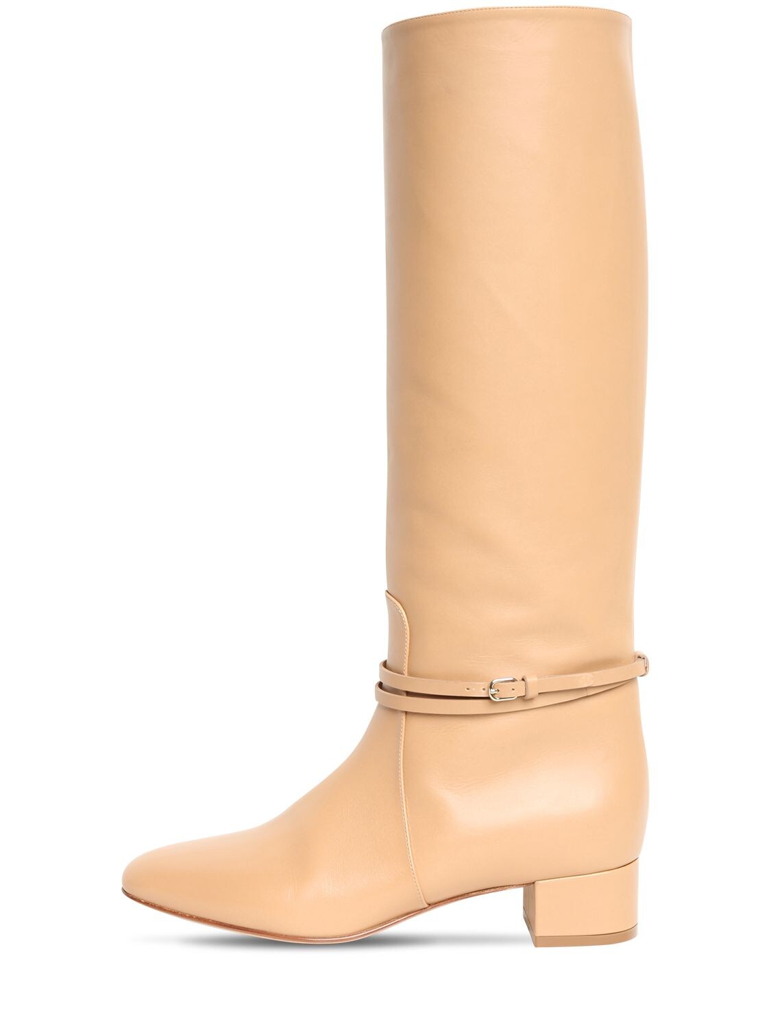 Francesco Russo 35mm Leather Tall Boots In Beige