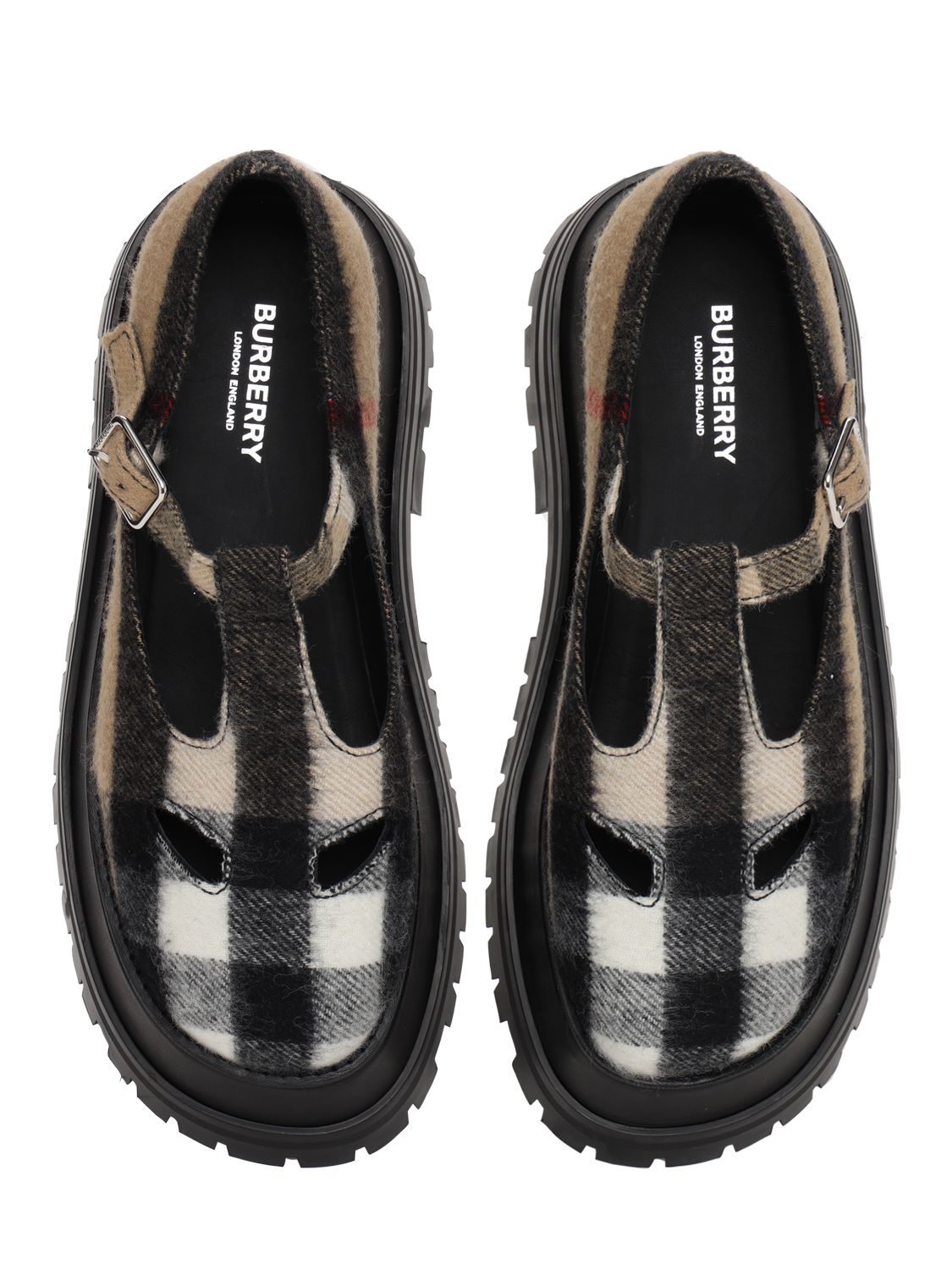 Burberry Beige Aldwych Vintage Check Tbar Shoes In