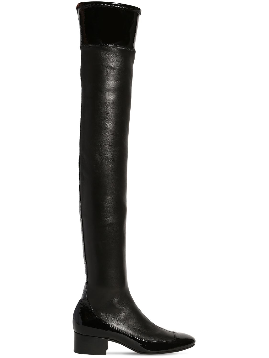 40mm Stretch Leather Over The Knee Boots