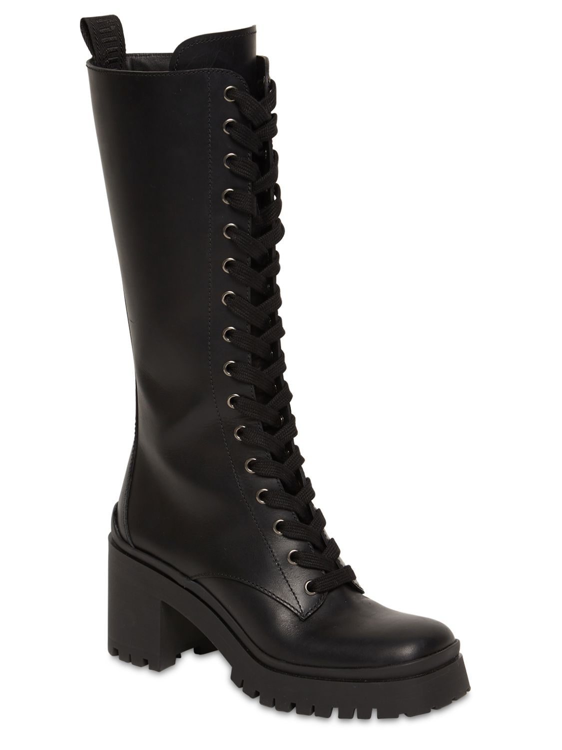 miu miu lace up leather ankle boots