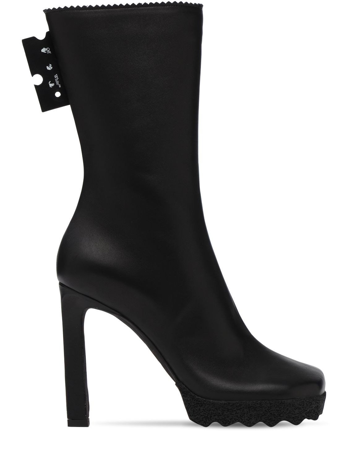 Off-white 110mm Leather Ankle Boots In Black