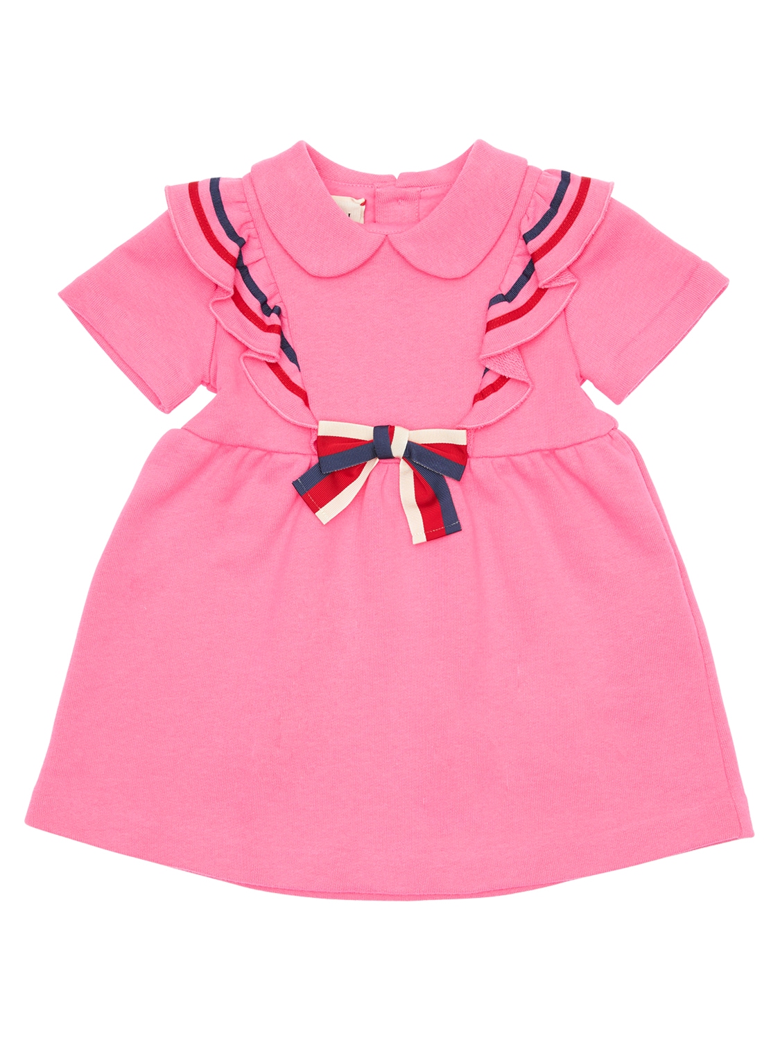 Gucci Kids' Cotton Jersey Dress W/ Bow Appliqué In Pink