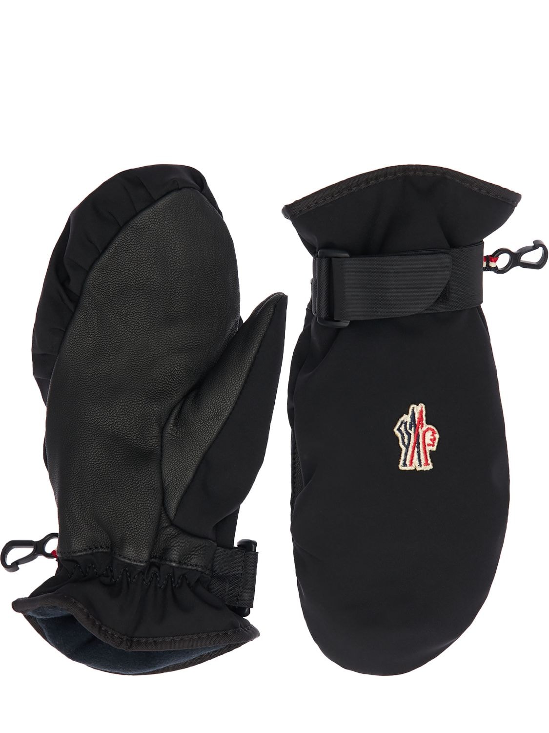 Moncler Grenoble Babies' Tech Nylon & Leather Ski Gloves In Black