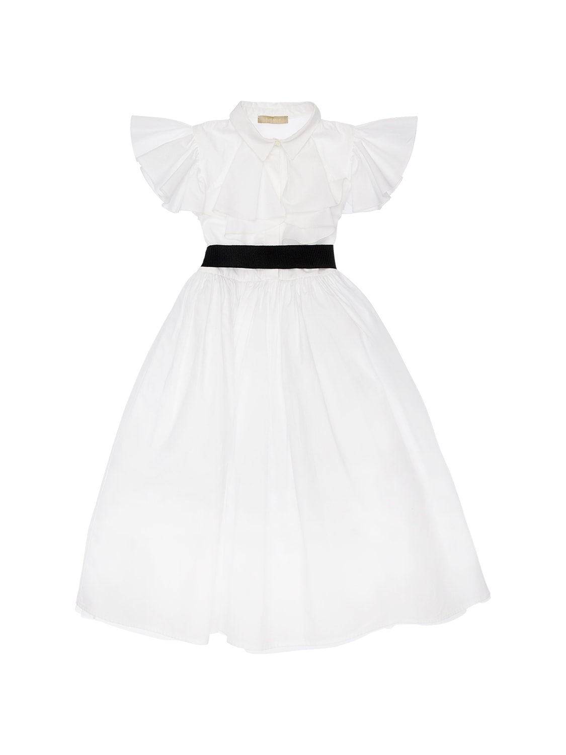 Elie Saab Kids' Ruffled Cotton Poplin Long Dress In White