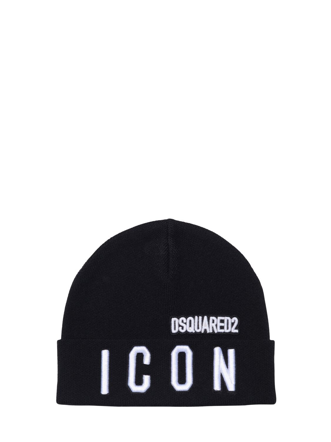 DSQUARED2 ICON EMBROIDERED WOOL BLEND HAT,72ILXZ024-RFE5MDA1