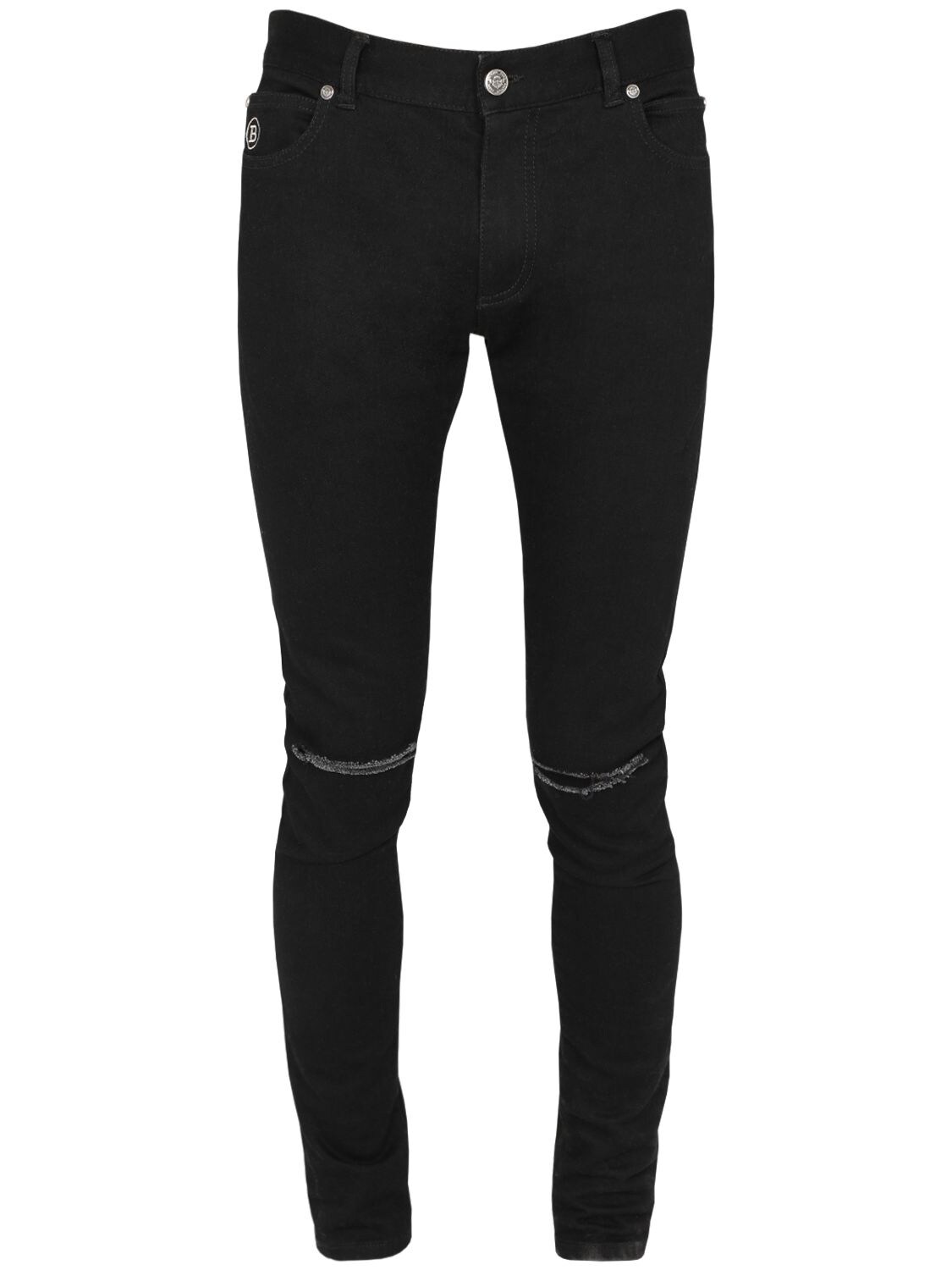 Balmain 12.5cm Distressed Ultra Skinny Jeans In Black