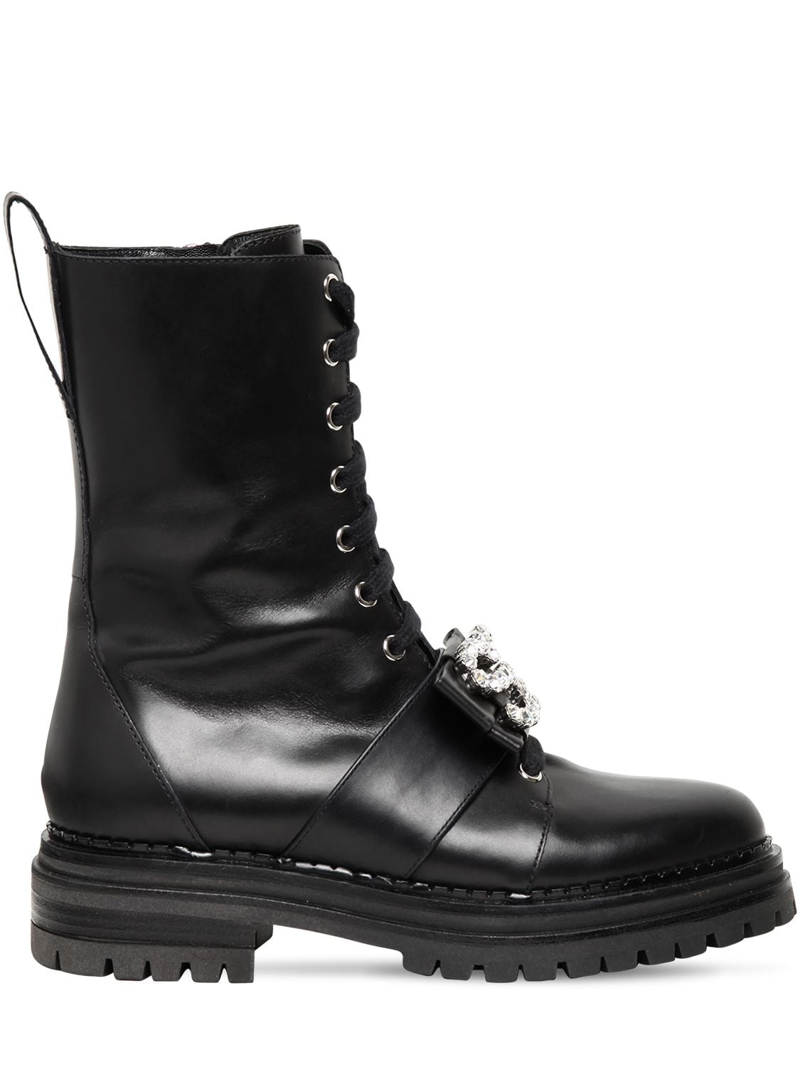 SERGIO ROSSI 40MM EMBELLISHED LEATHER COMBAT BOOTS,72IM1G010-MTAWMA2