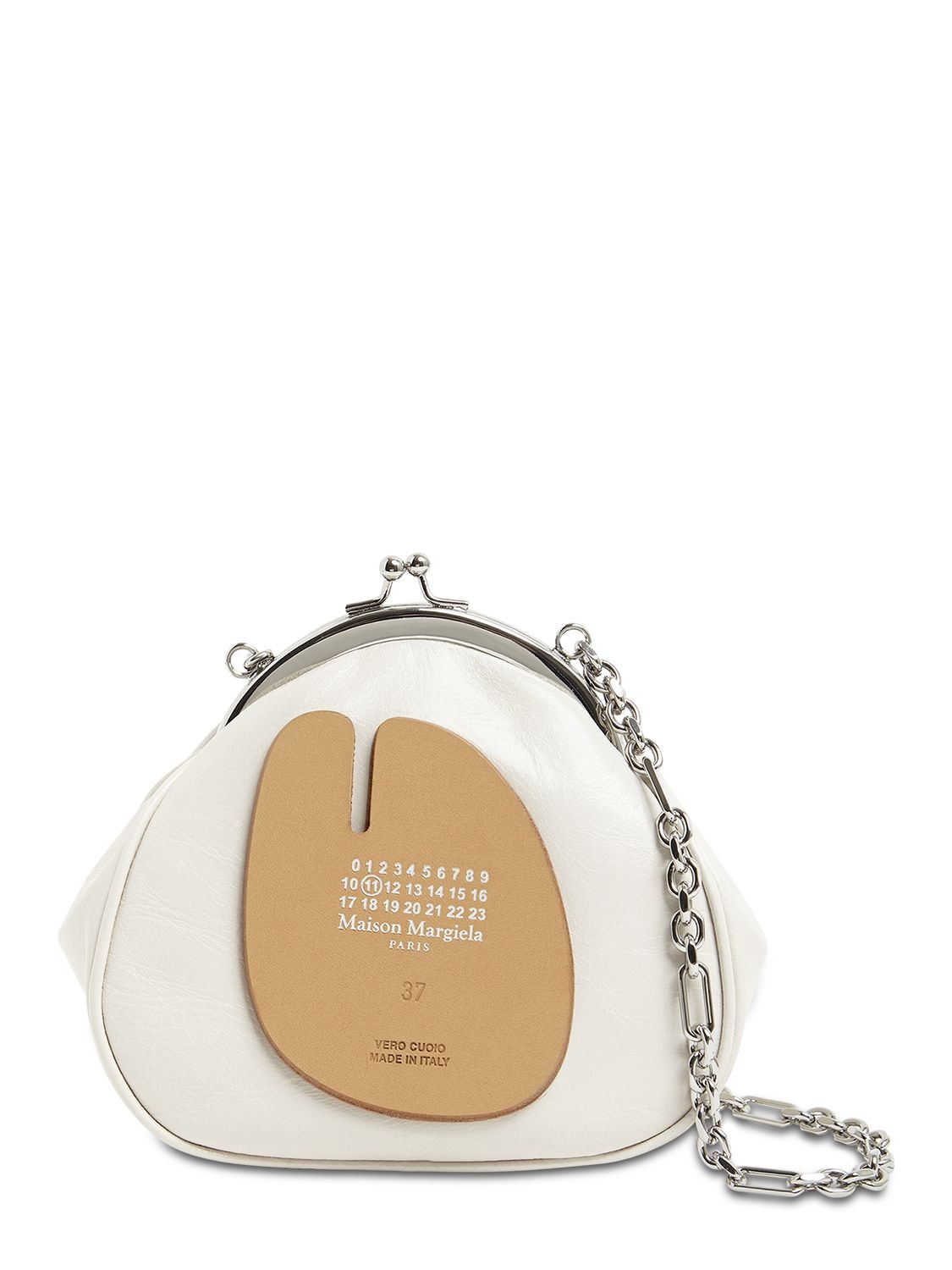 Maison Margiela Tabi Chain Leather Coin Case Bag In White