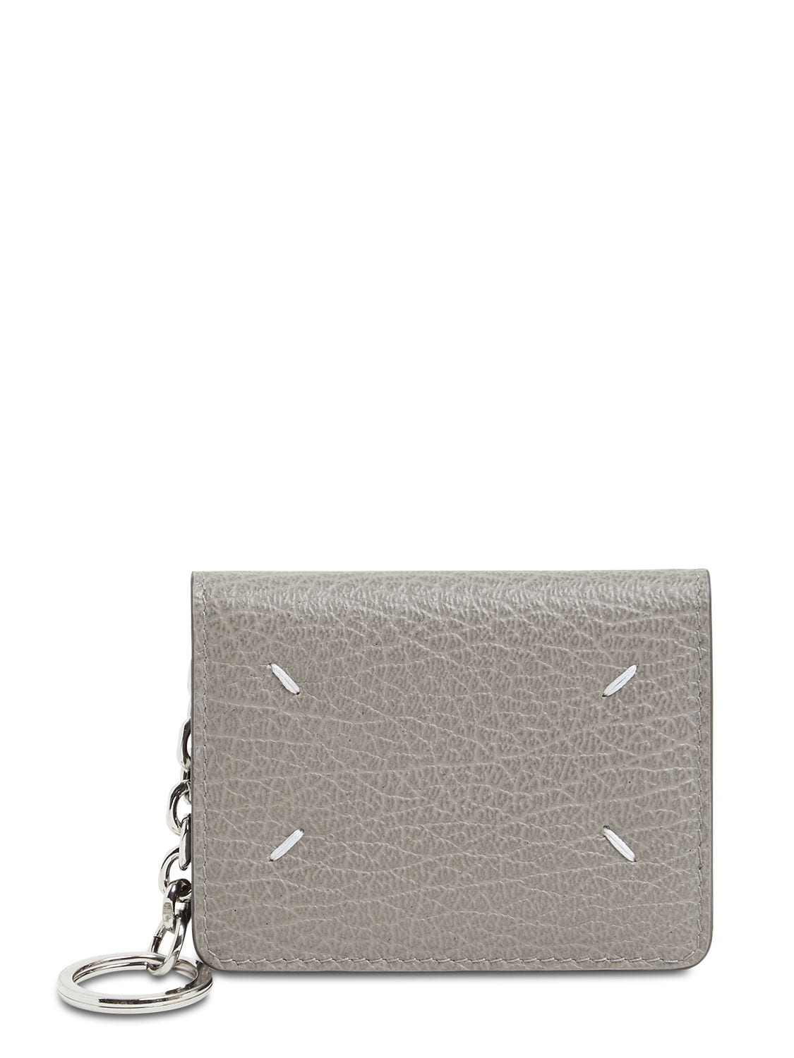 Maison Margiela Leather Card Holder In Grey
