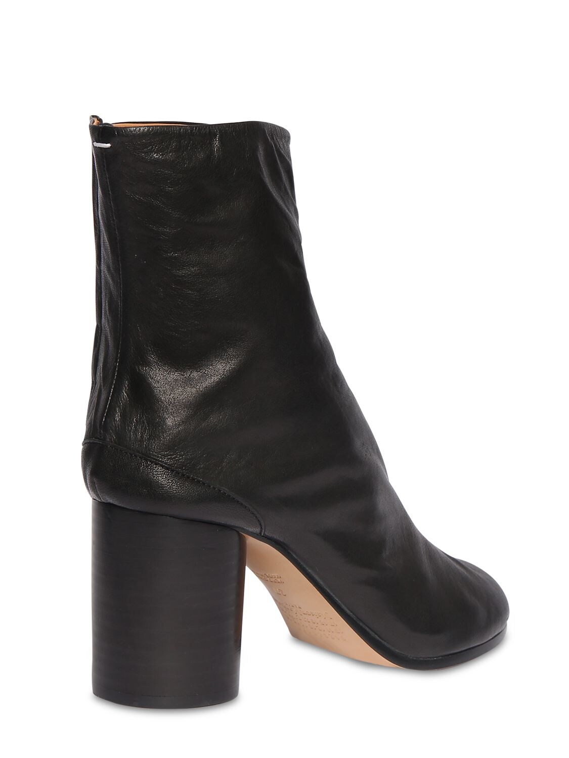 Shop Maison Margiela 80mm Tabi Vintage Leather Ankle Boots In Black