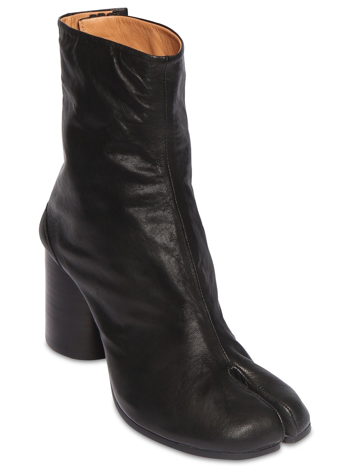 Shop Maison Margiela 80mm Tabi Vintage Leather Ankle Boots In Black