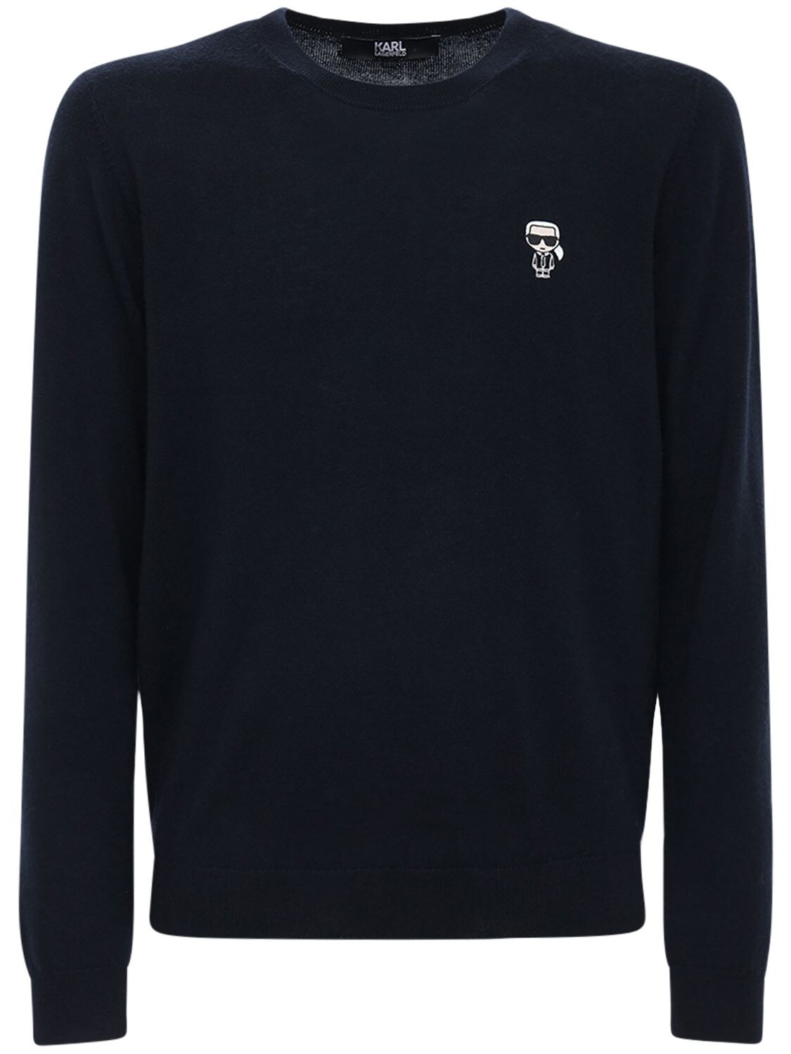 KARL LAGERFELD LOGO EMBROIDERY KNIT WOOL SWEATER,72IM86003-NJKW0