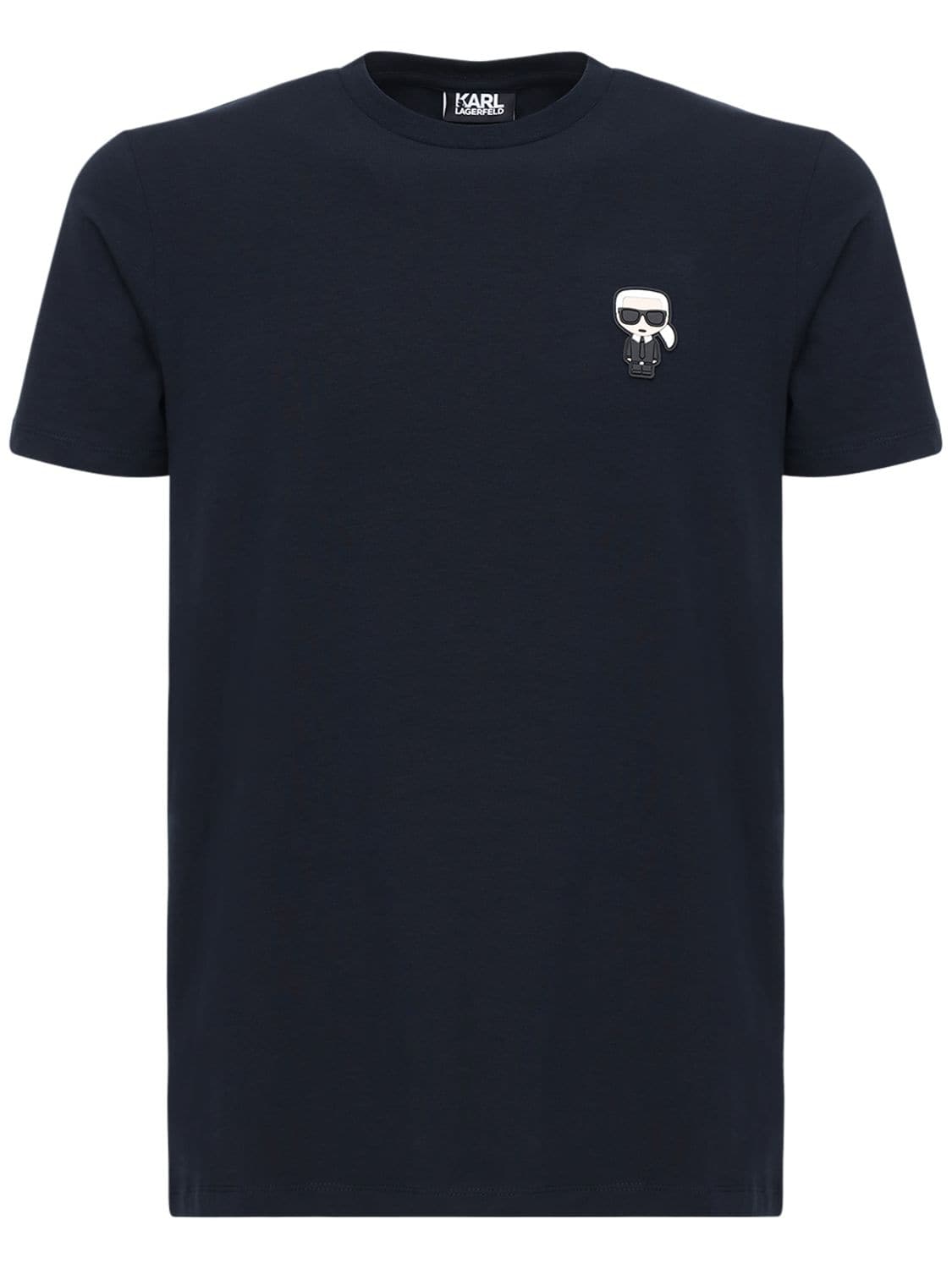 Karl Lagerfeld K.l. Patch Stretch Cotton Jersey T-shirt In Navy