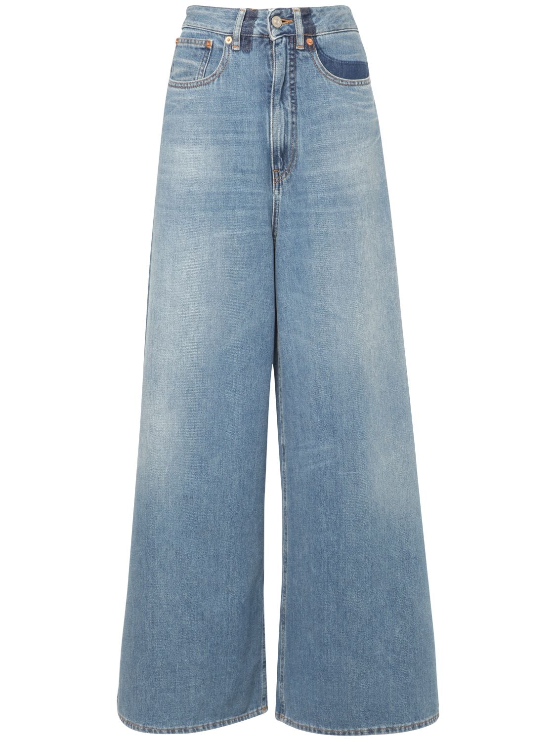 Mm6 Maison Margiela Flared Cotton Denim Jeans In Blue | ModeSens