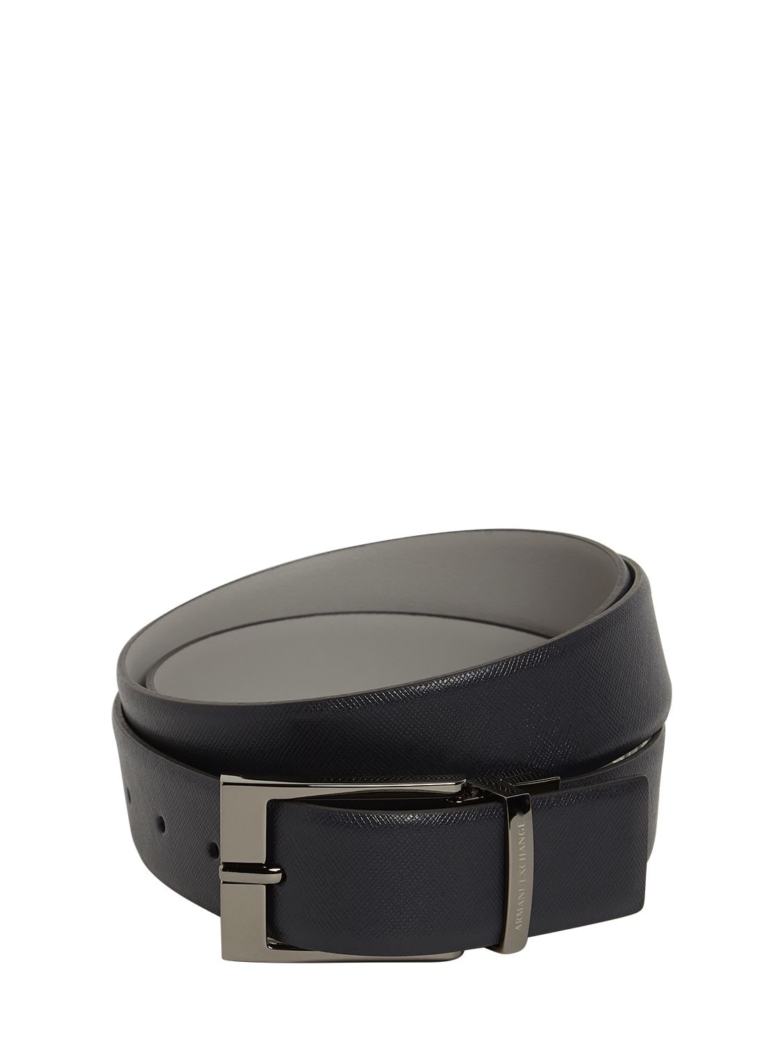 Armani Exchange 3.5cm Reversible Saffiano Leather Belt In Black,brown