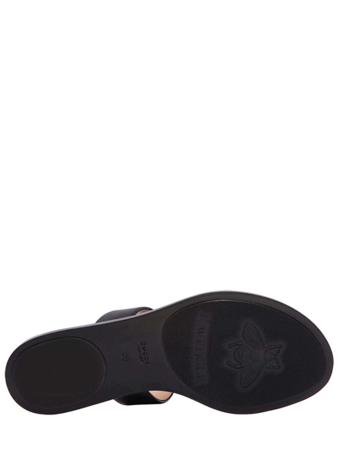 Shop Gucci 10mm Marmont Leather Thong Sandals In Black