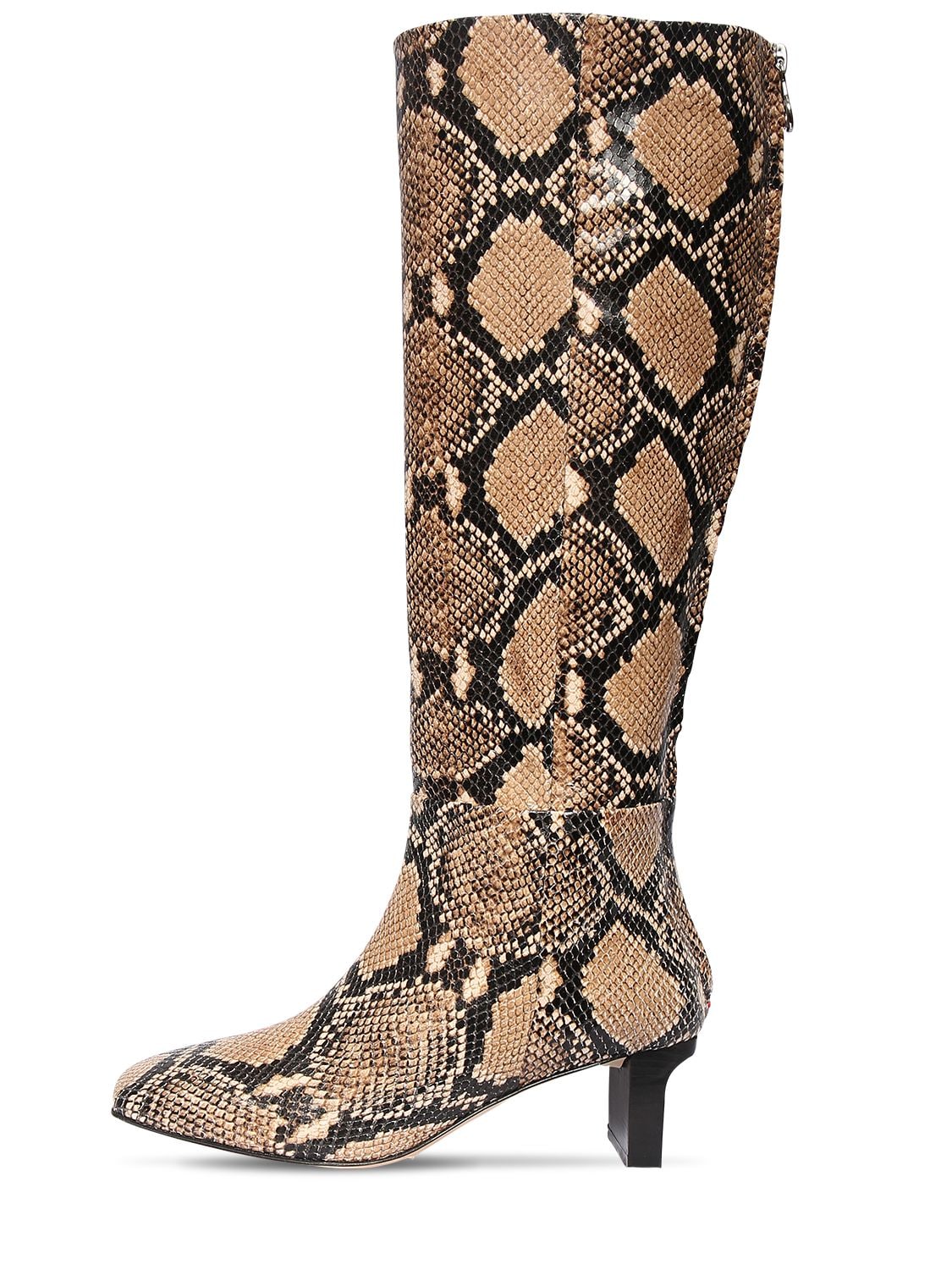 AEYDE 55mm Cicely Snake Print Leather Boots