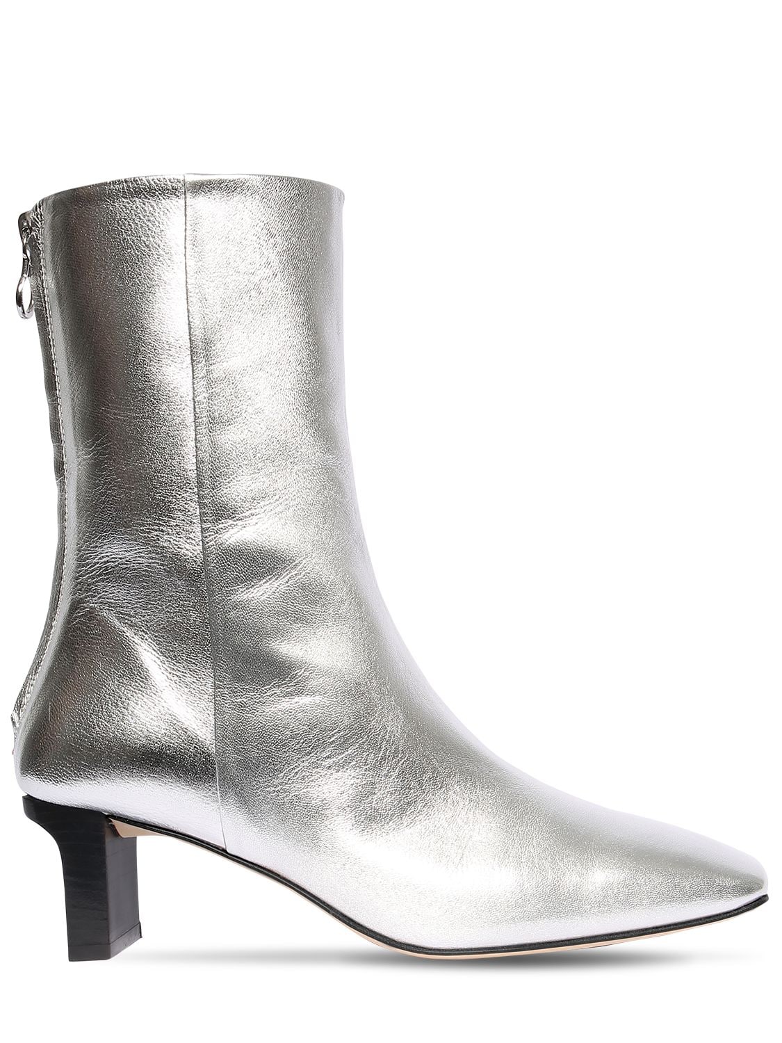 AEYDE 55mm Tilly Metallic Leather Ankle Boots
